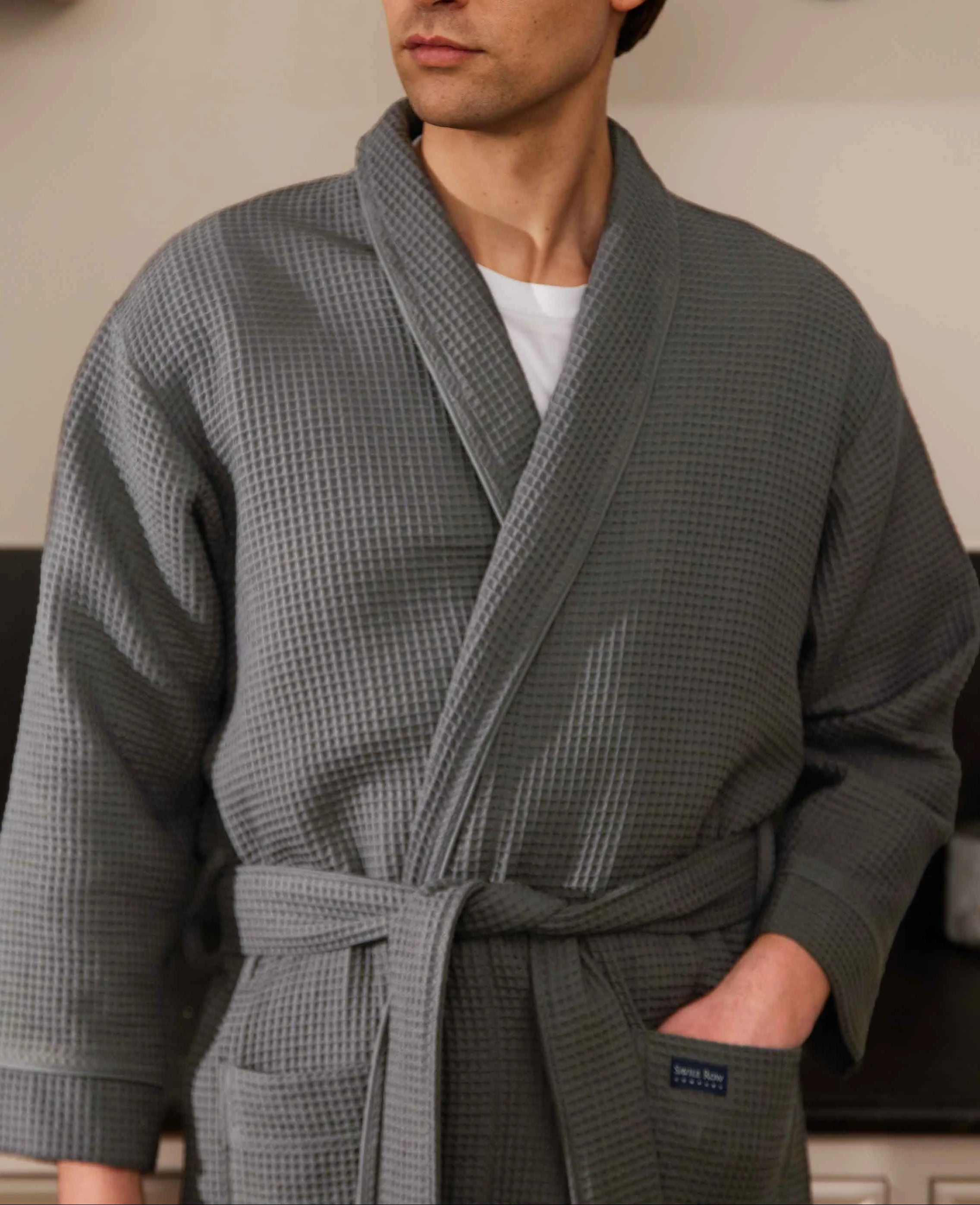 Charcoal Waffle Dressing Gown - Image 7