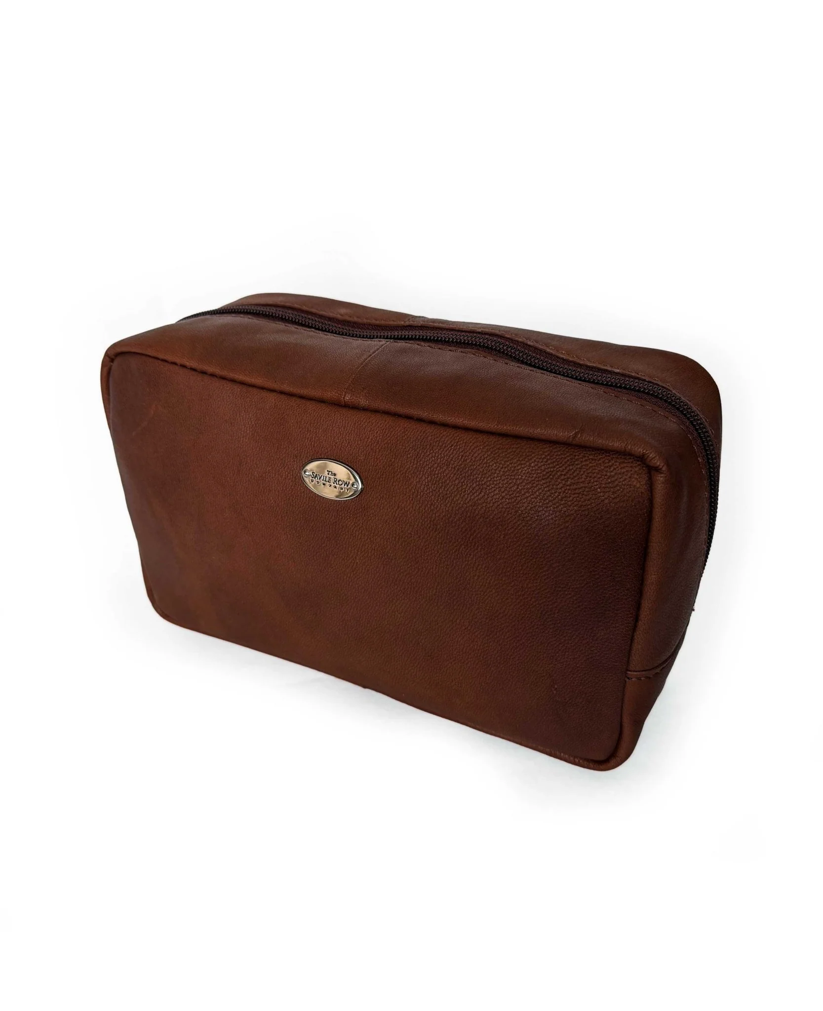 Chocolate Brown Leather Wash Bag - Image 3