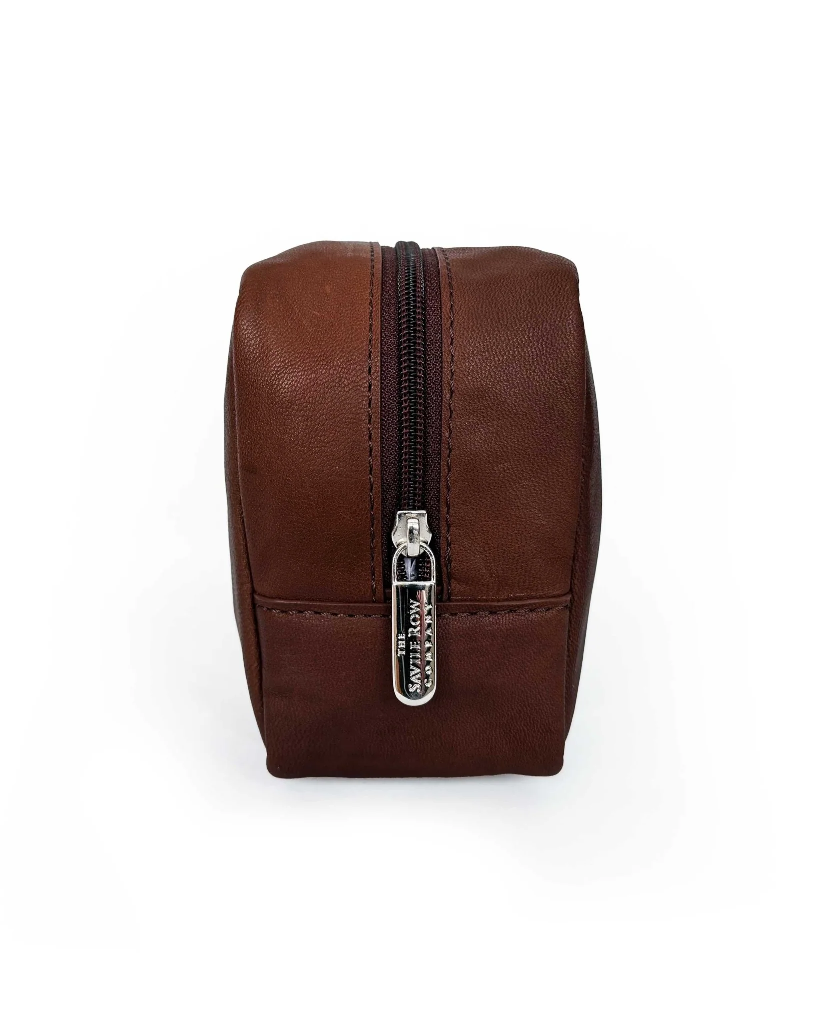 Chocolate Brown Leather Wash Bag - Image 4