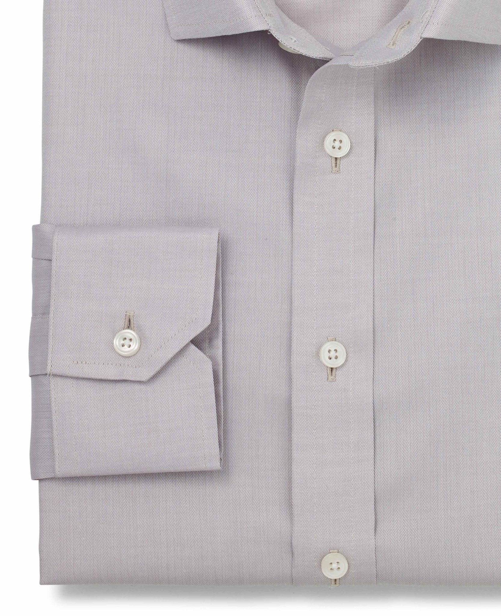 Clarence Grey Fine Herringbone Made-To-Measure Shirt - Image 3