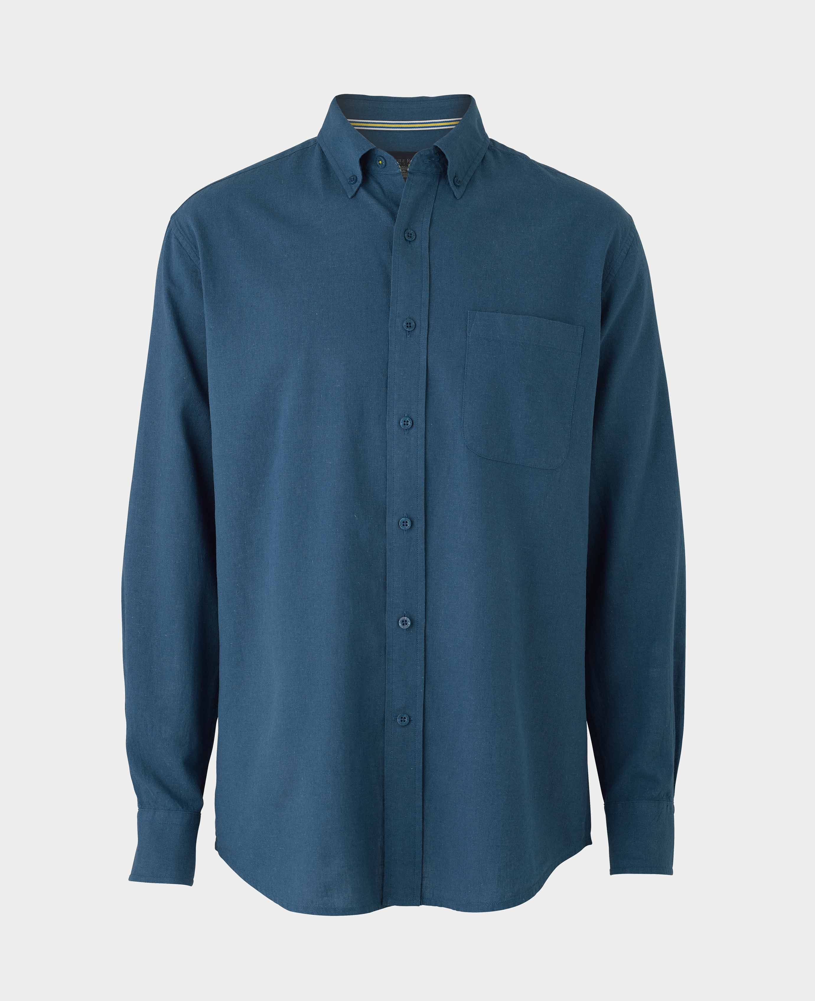 Dark Blue Linen Cotton Classic Fit Button-Down Casual Shirt - Image 6