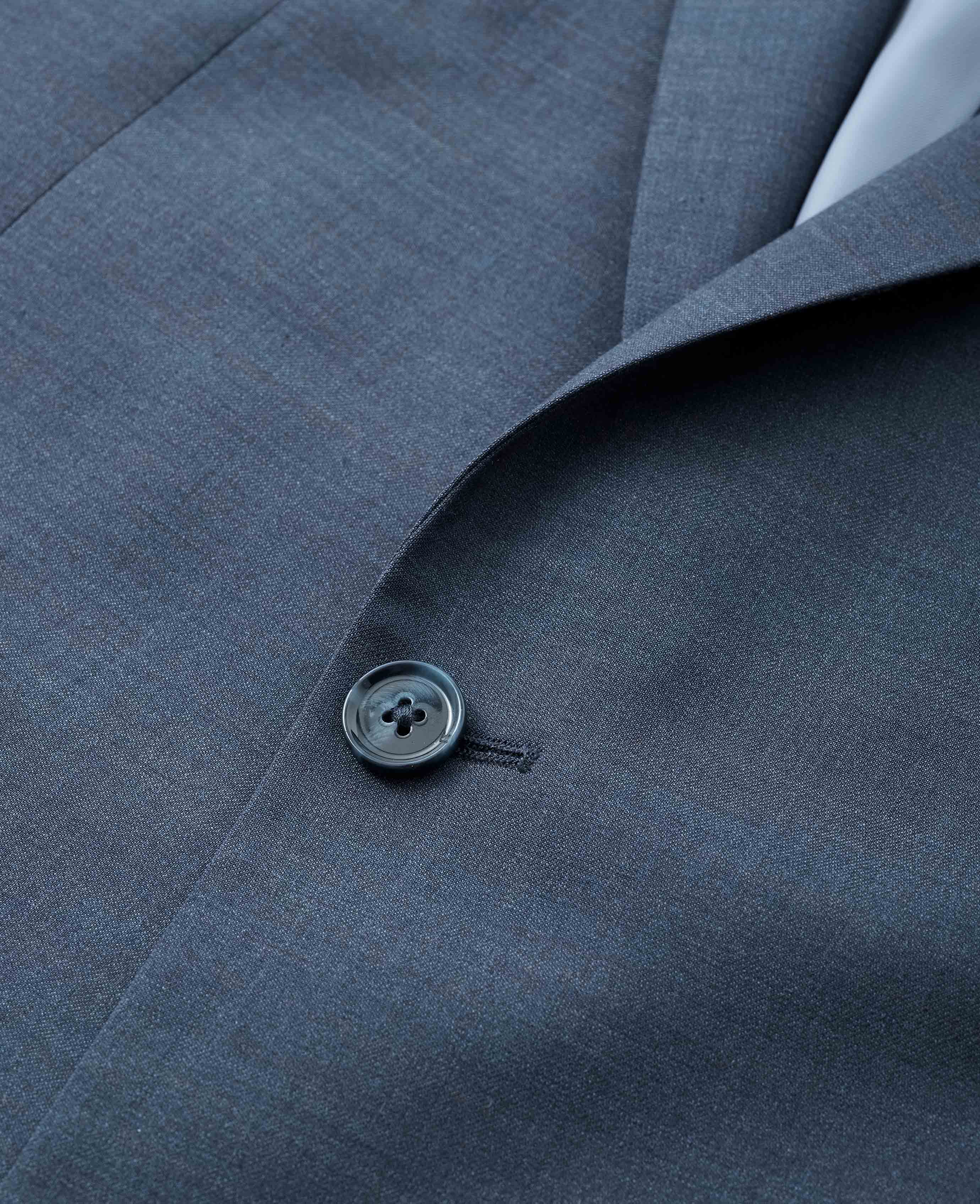 Dark Blue Wool-Blend Tailored Suit Jacket - Image 3