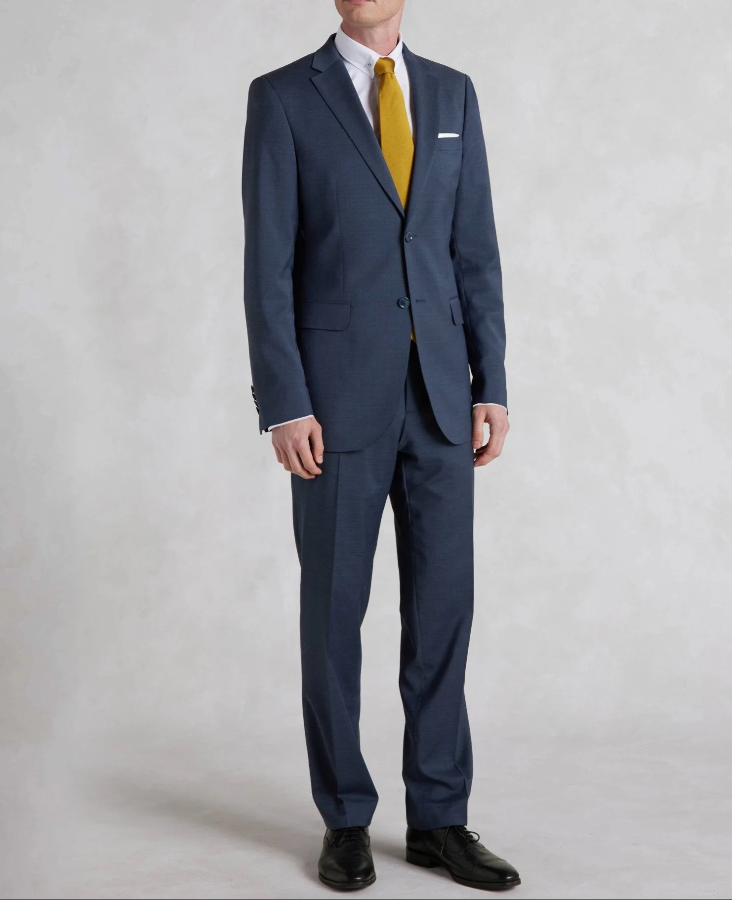 Dark Blue Wool-Blend Tailored Suit Trousers - Image 4