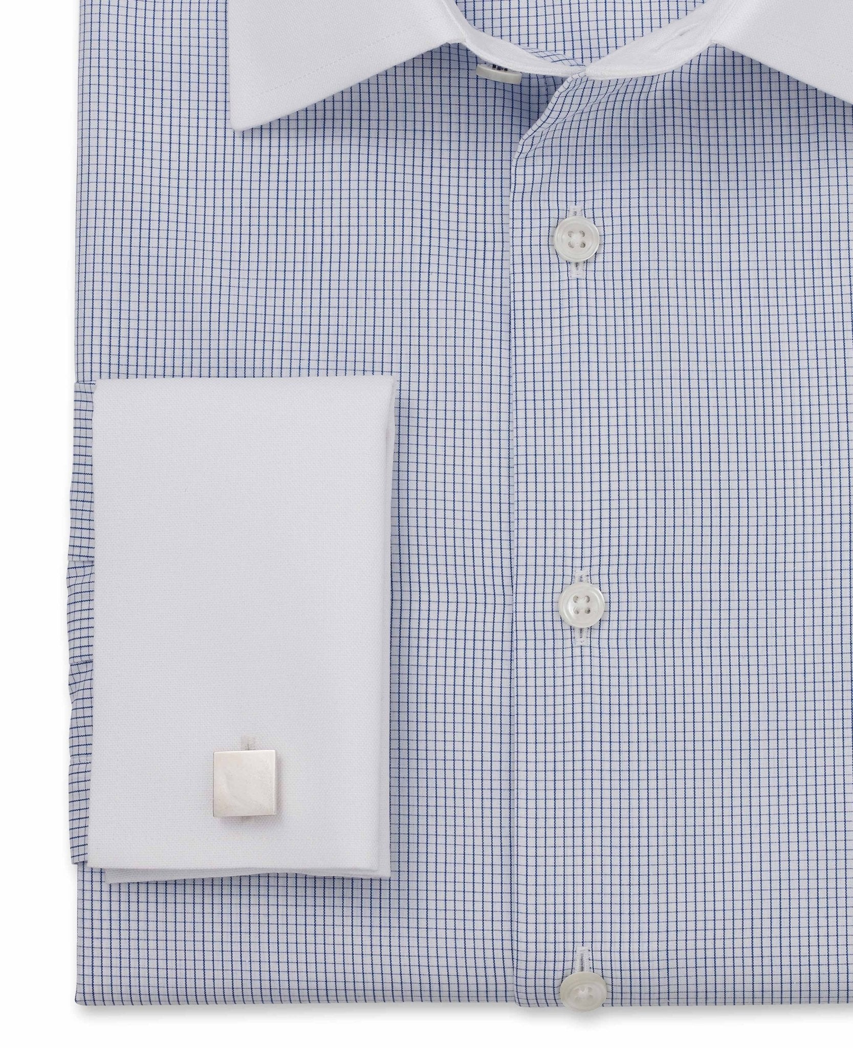 Dawson Royal Blue White Fine Check Made-To-Measure Shirt - Image 3