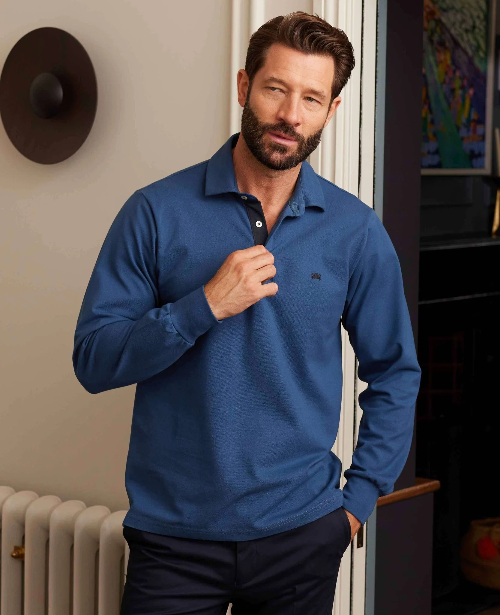 Denim Blue Long Sleeve Polo Shirt [RTC] - Image 7