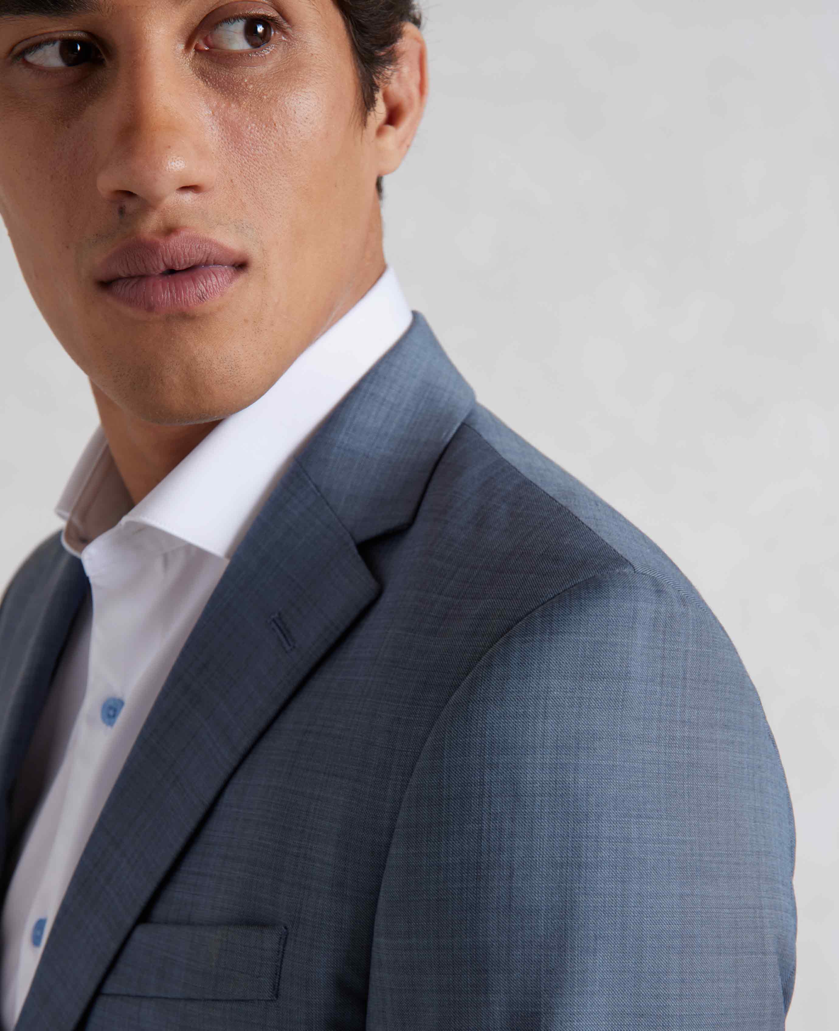 Denim Navy Wool Blend Tailored Suit Jacket - Image 7