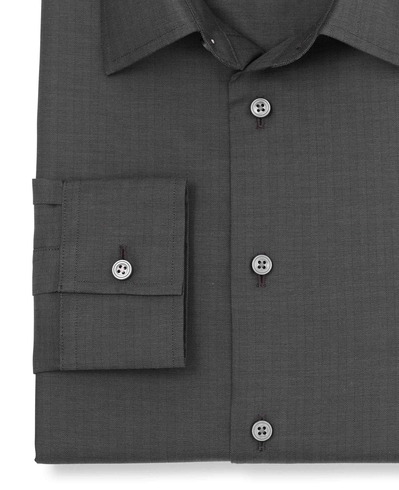 Dominic Dark Grey Herringbone Made-To-Measure Shirt - Image 3