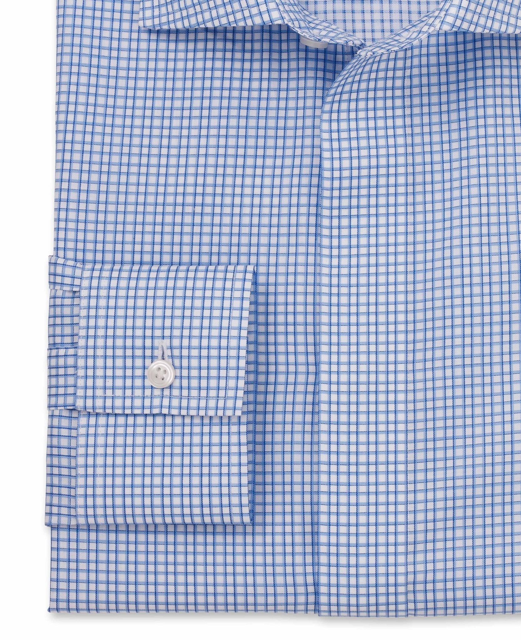 Ernest Blue White Shadow Check Made-To-Measure Shirt - Image 3