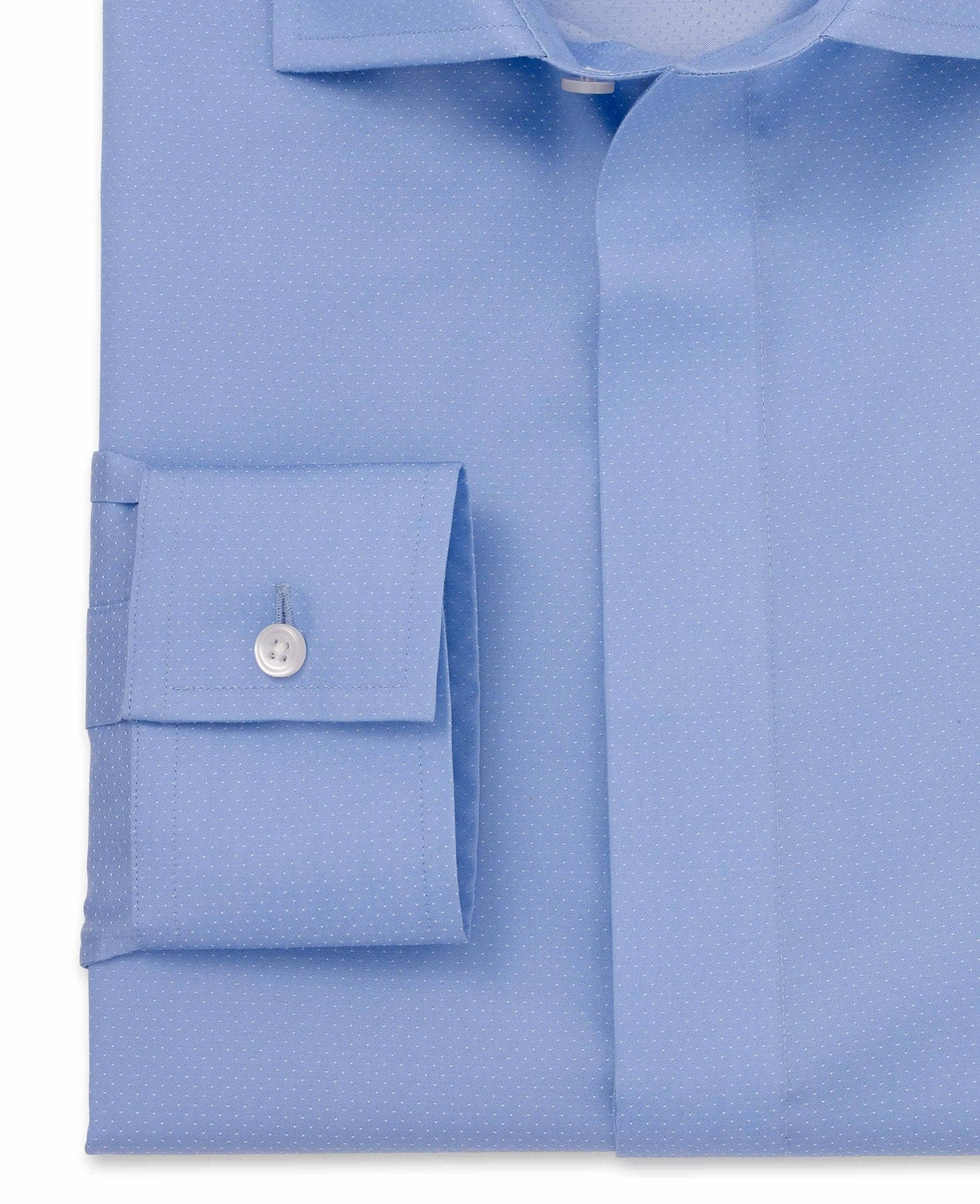 Francis Blue Pinspot Dobby Made-To-Measure Shirt - Image 3
