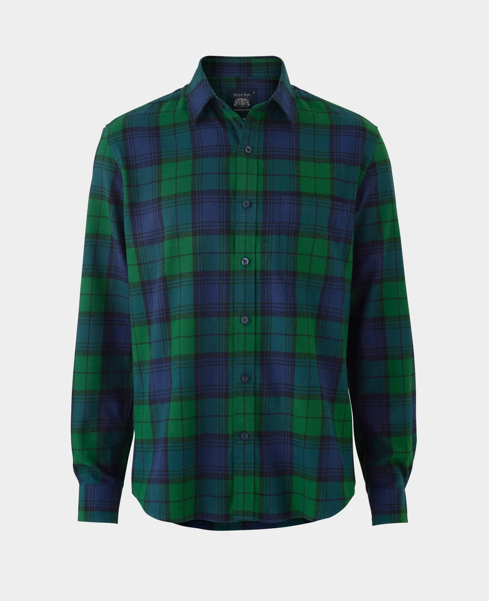 Green Blue Brushed Cotton Check Slim Fit Casual Shirt - Image 5