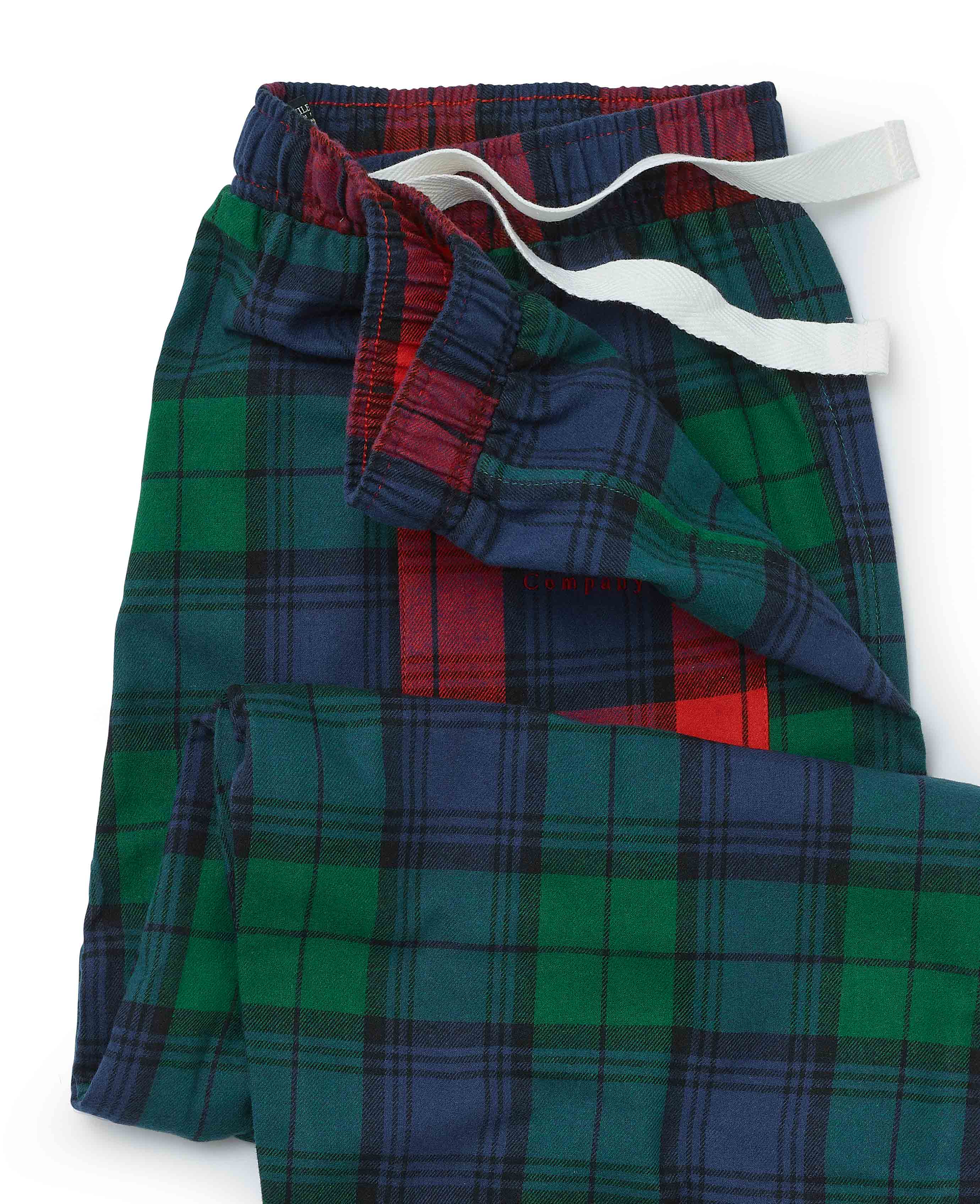 Green Blue Brushed Cotton Twill Window Check Lounge Pants - Image 4
