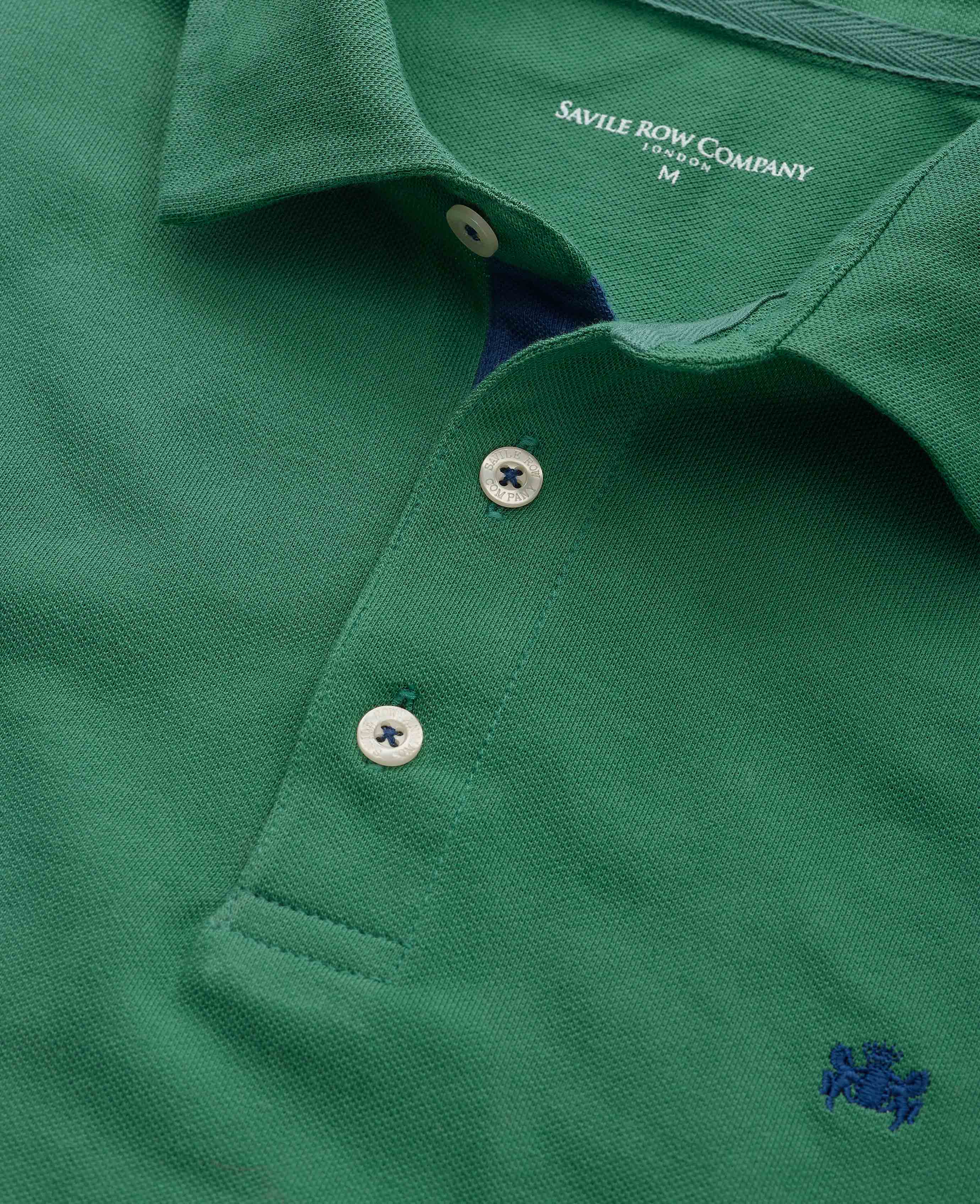 Green Cotton Pique Short Sleeve Polo Shirt - Image 2