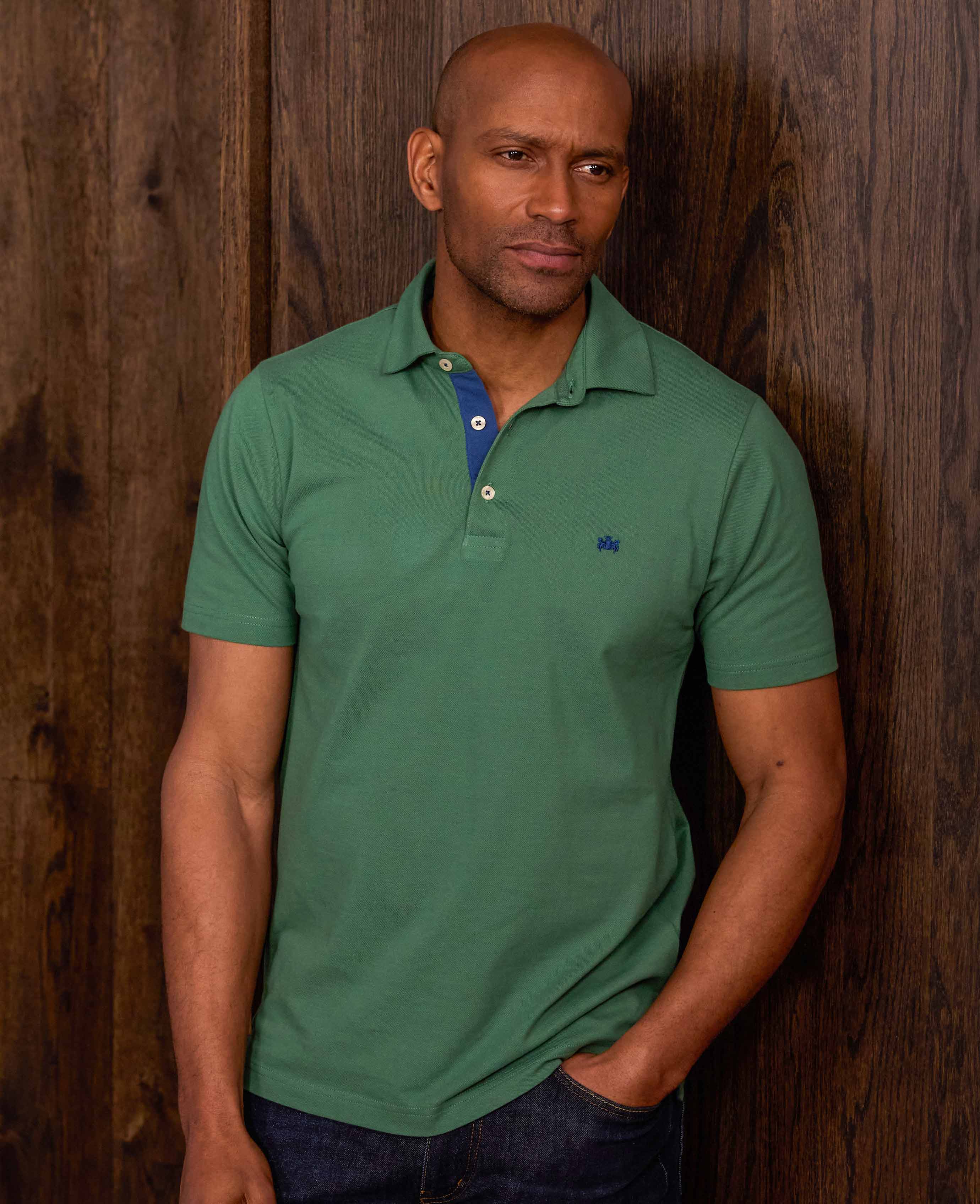 Green Cotton Pique Short Sleeve Polo Shirt - Image 3