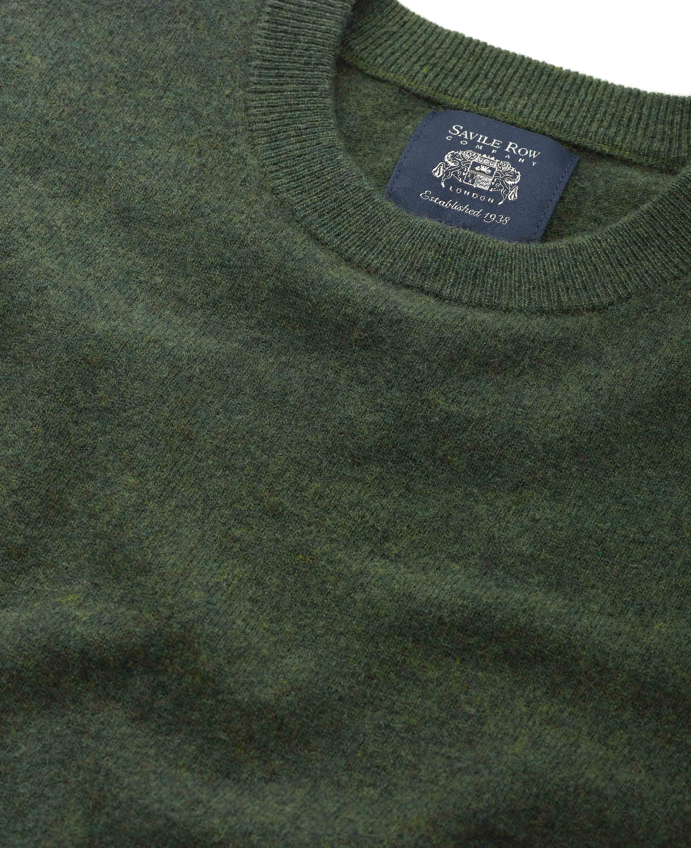 Green Merino Wool Cashmere Crew Neck Jumper - Image 4