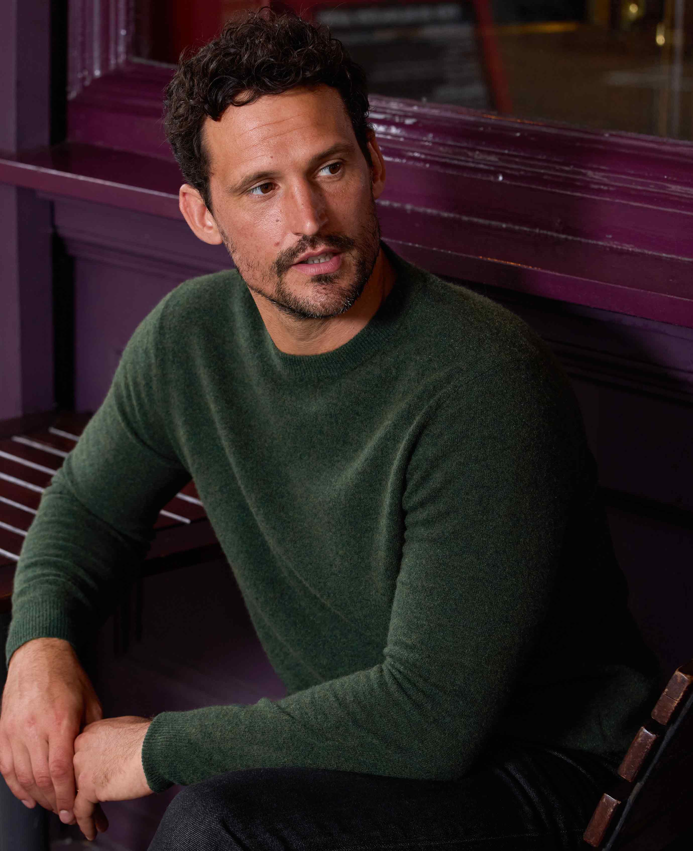 Green Merino Wool Cashmere Crew Neck Jumper - Image 7