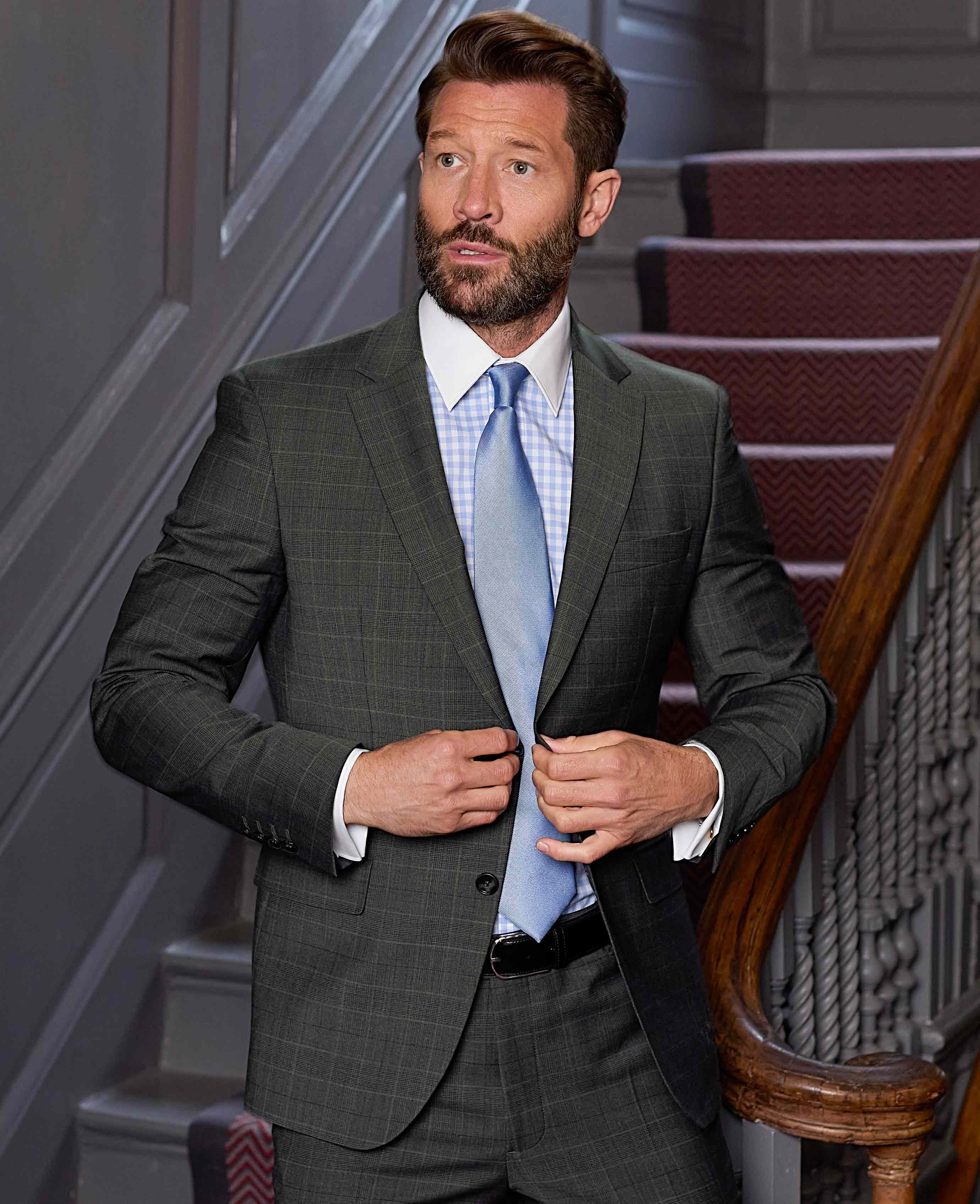 Grey Prince of Wales Check Wool Blend Suit Jacket - Image 4