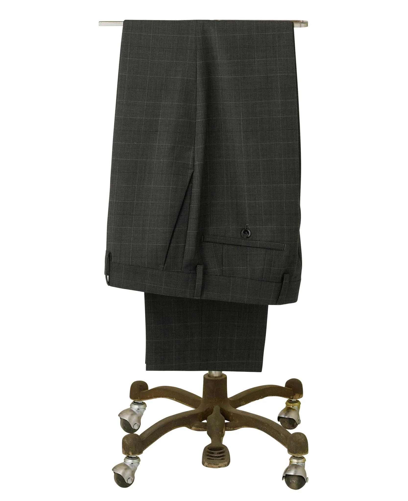 Grey Prince of Wales Check Wool Blend Suit Trousers - Image 3