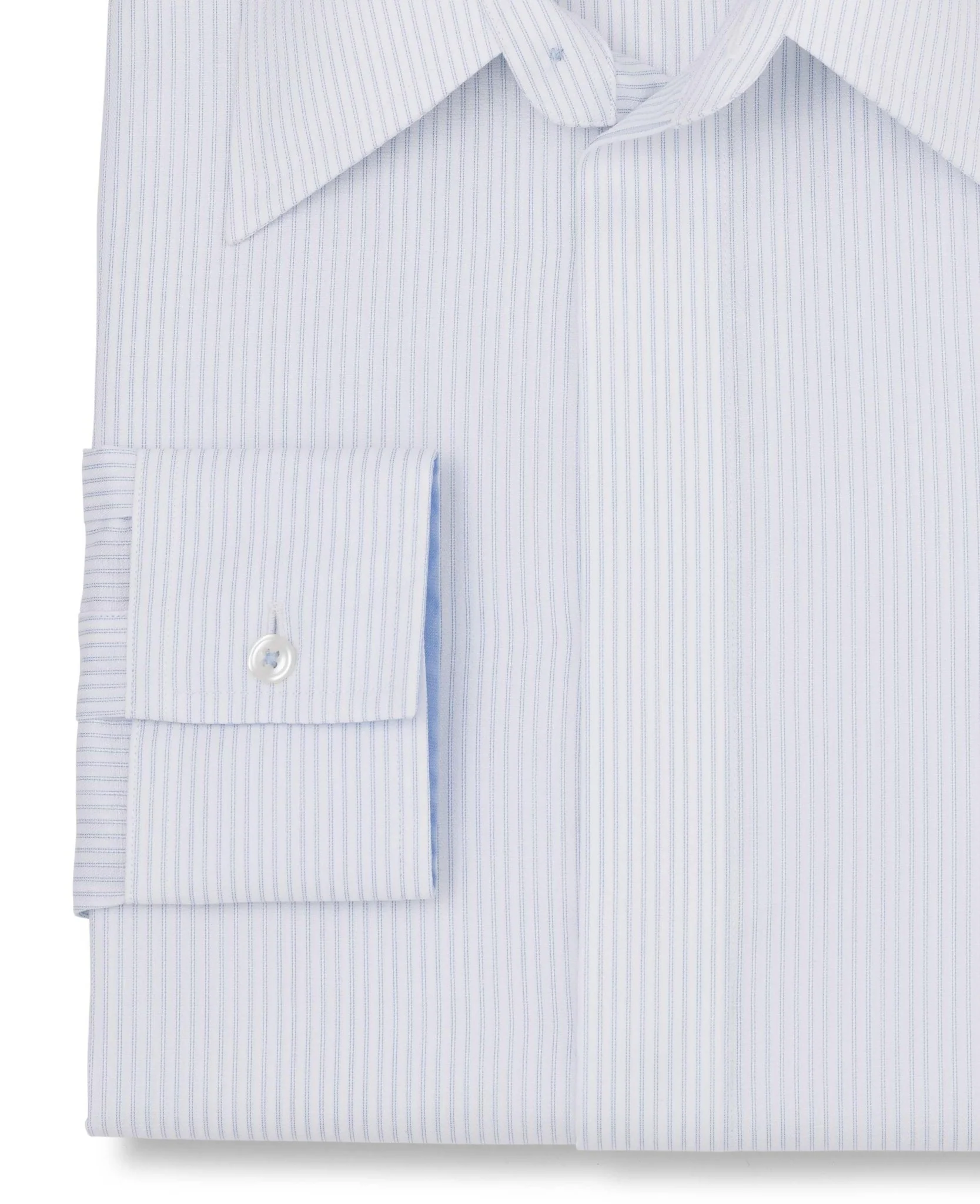 Hudson Fine Blue Stripe Made-To-Measure Shirt - Image 3