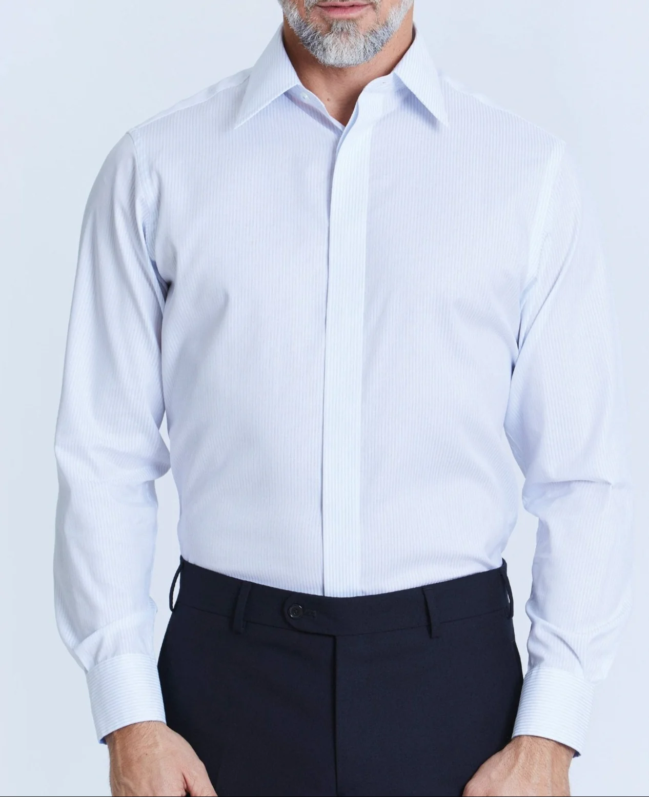 Hudson Fine Blue Stripe Made-To-Measure Shirt - Image 4