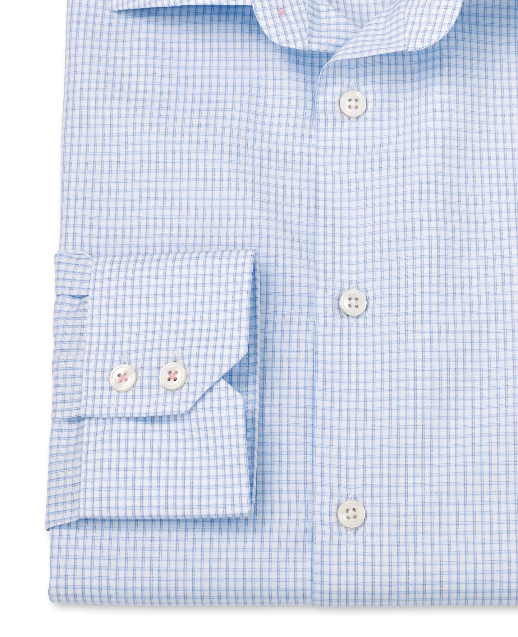 Jack Blue Grid Check Made To Measure Shirt - Image 3