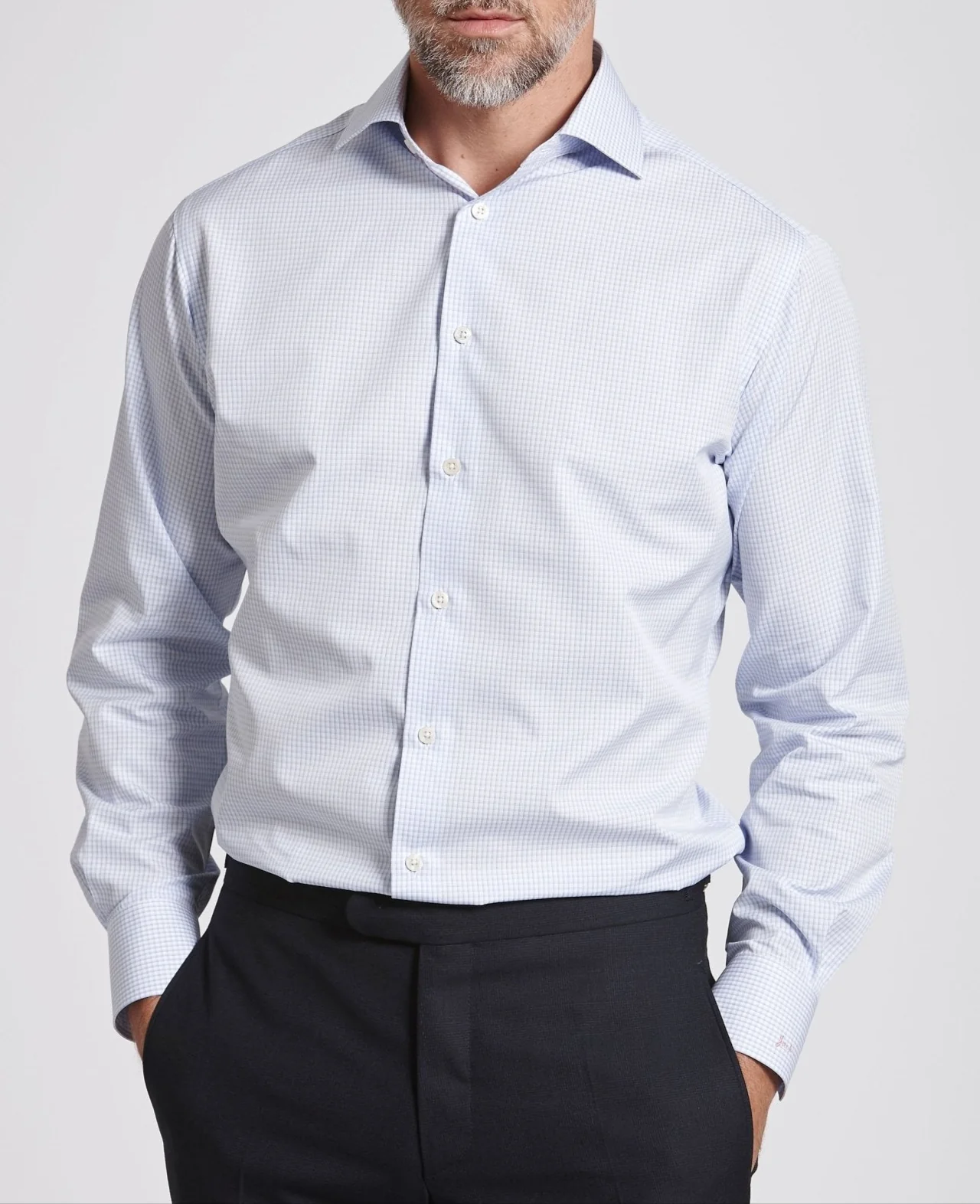Jack Blue Grid Check Made To Measure Shirt - Image 4