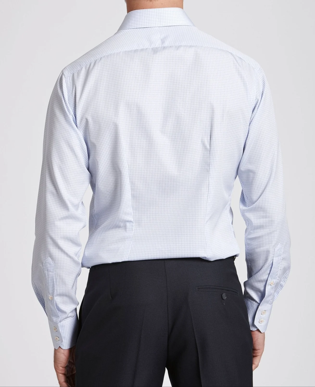 Jack Blue Grid Check Made To Measure Shirt - Image 5