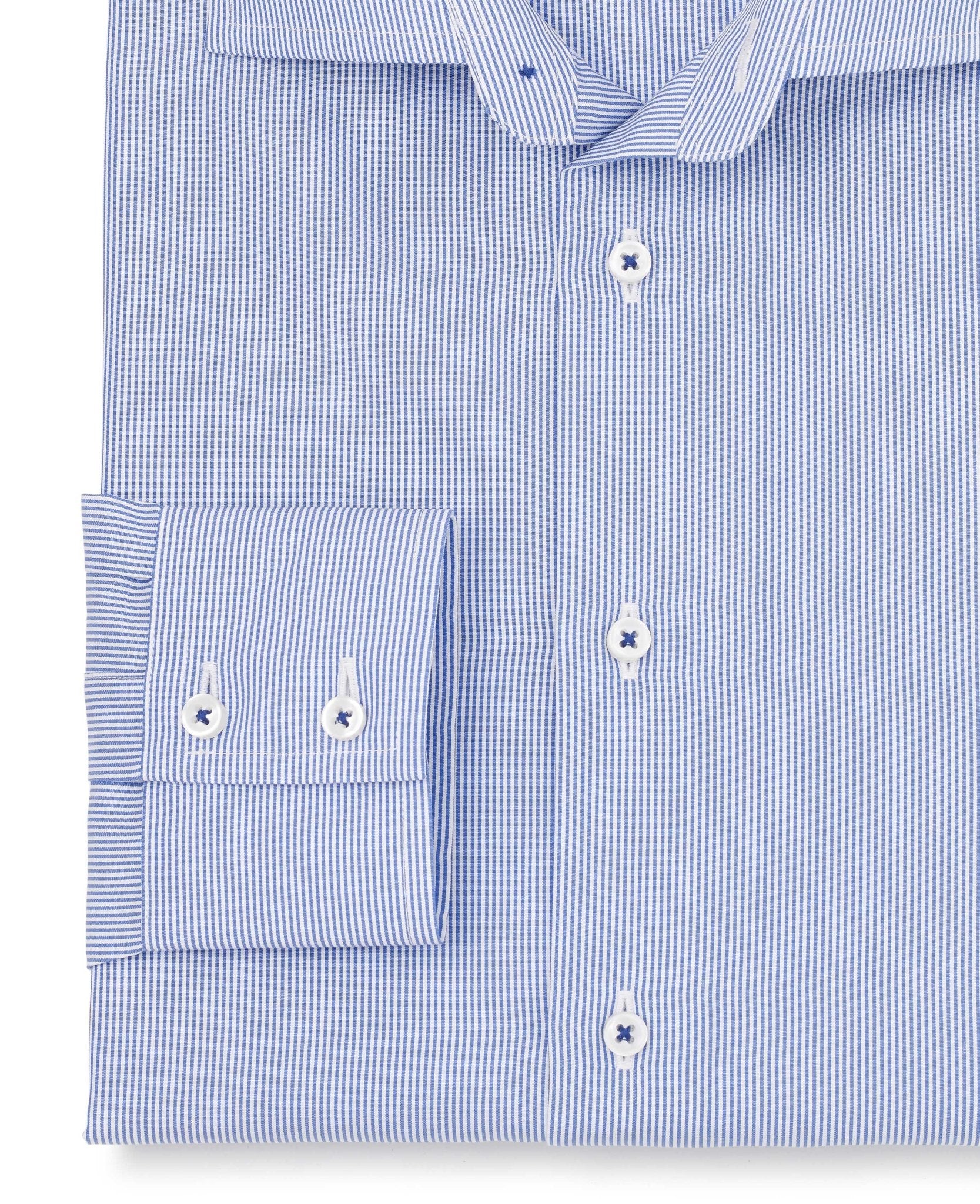 Jacob Navy Fine Bengal Stripe Made-To-Measure Shirt - Image 3