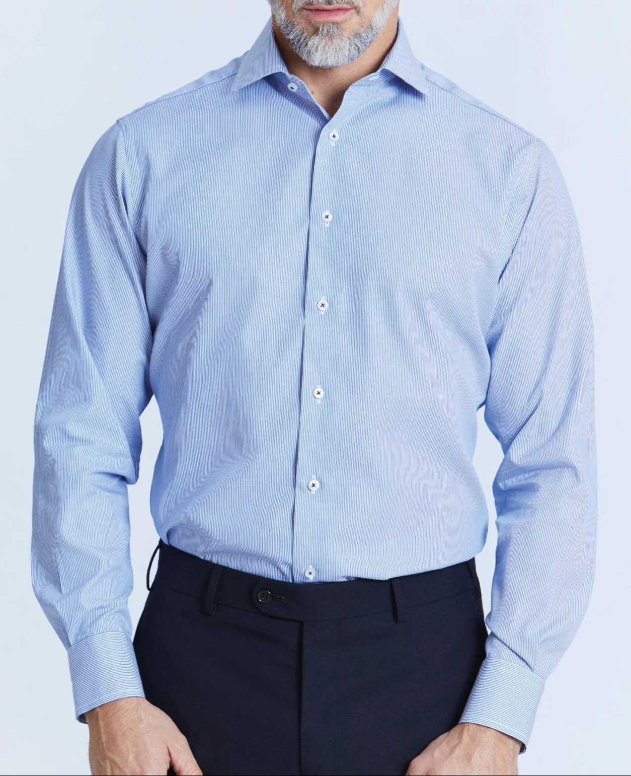 Jacob Navy Fine Bengal Stripe Made-To-Measure Shirt - Image 5