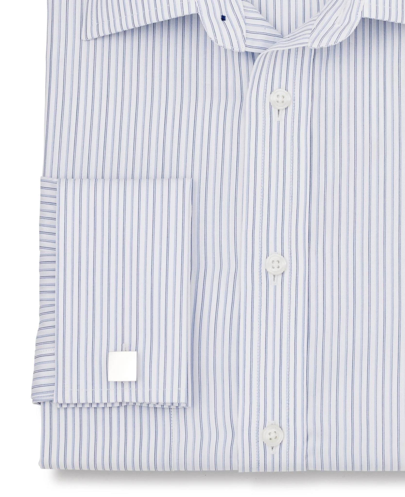 Jeffrey Blue Navy White Fine Stripe Made-To-Measure Shirt - Image 3