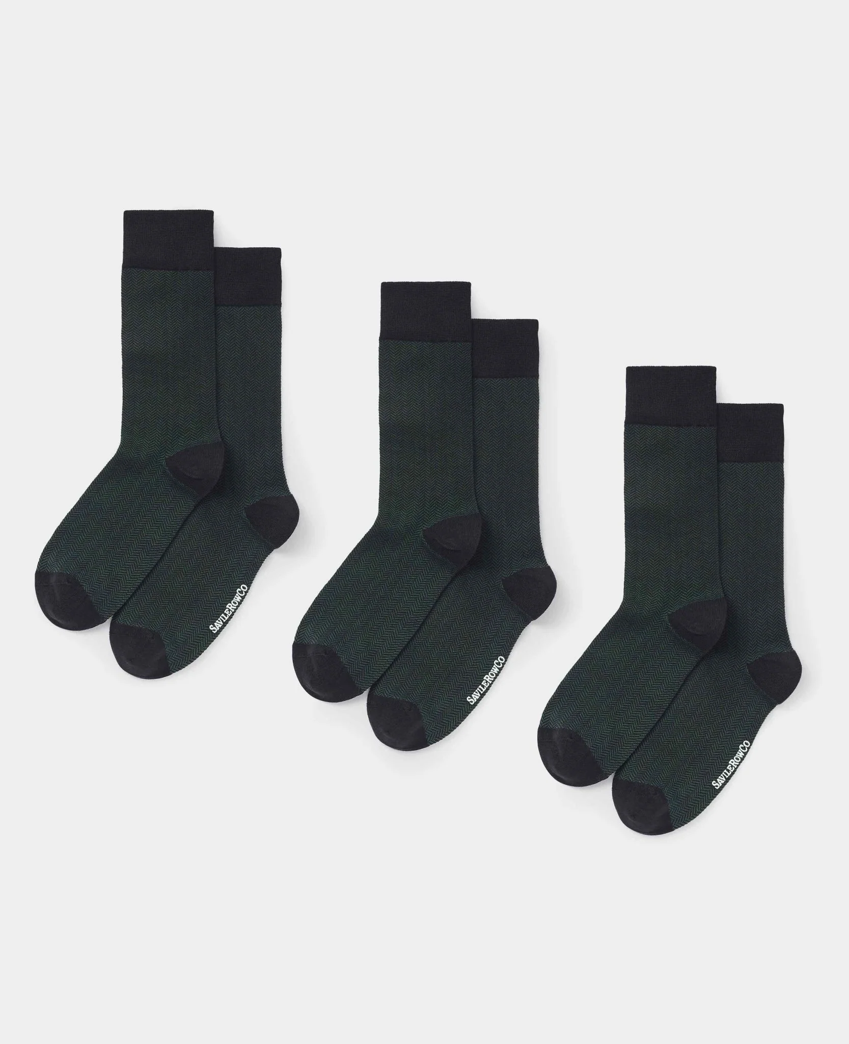 Khaki Cotton Rich Herringbone Three Pack Socks