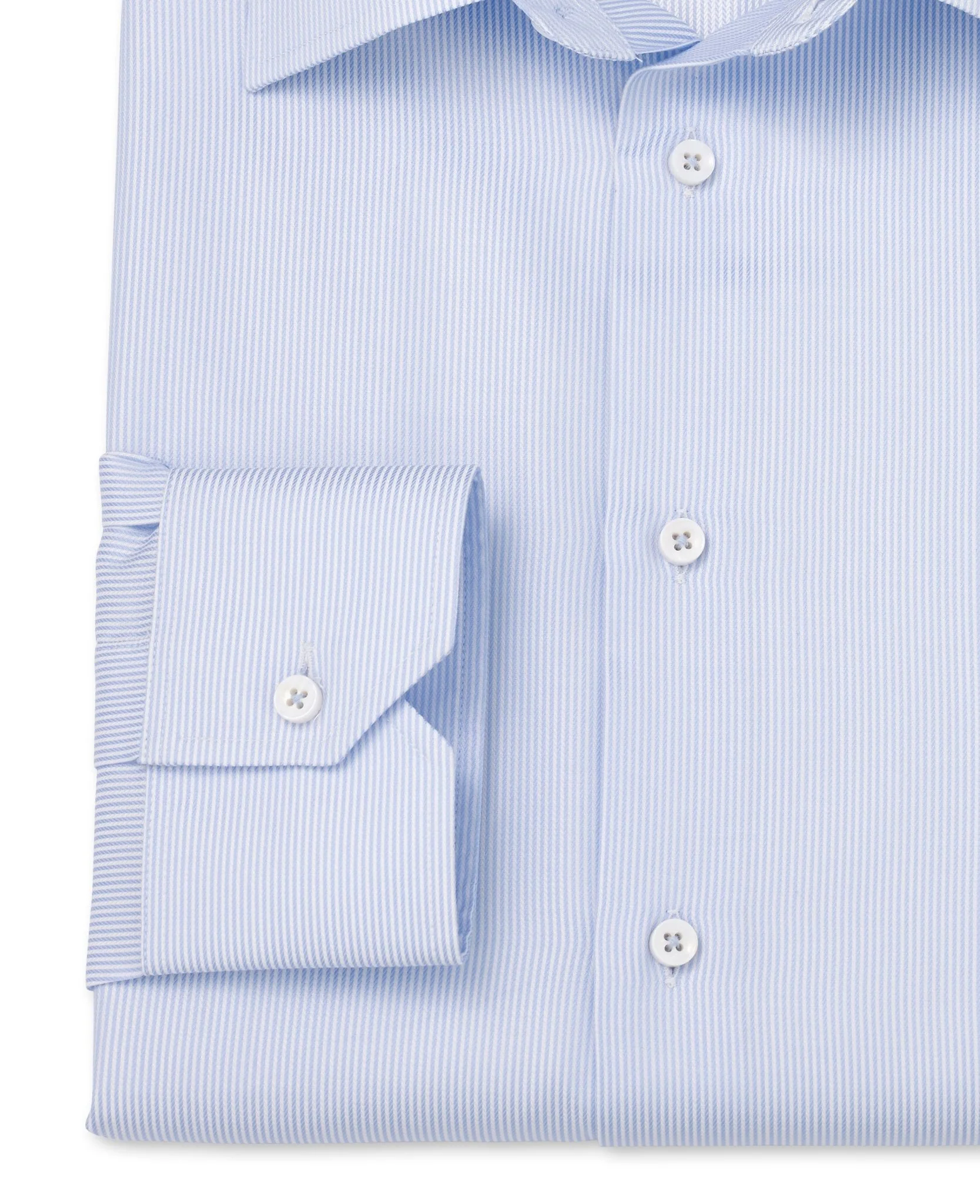 Leon Blue Satin Dobby Stripe Made To Measure Shirt - Image 3