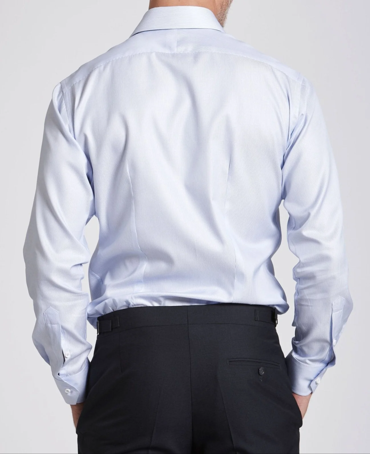 Leon Blue Satin Dobby Stripe Made To Measure Shirt - Image 5