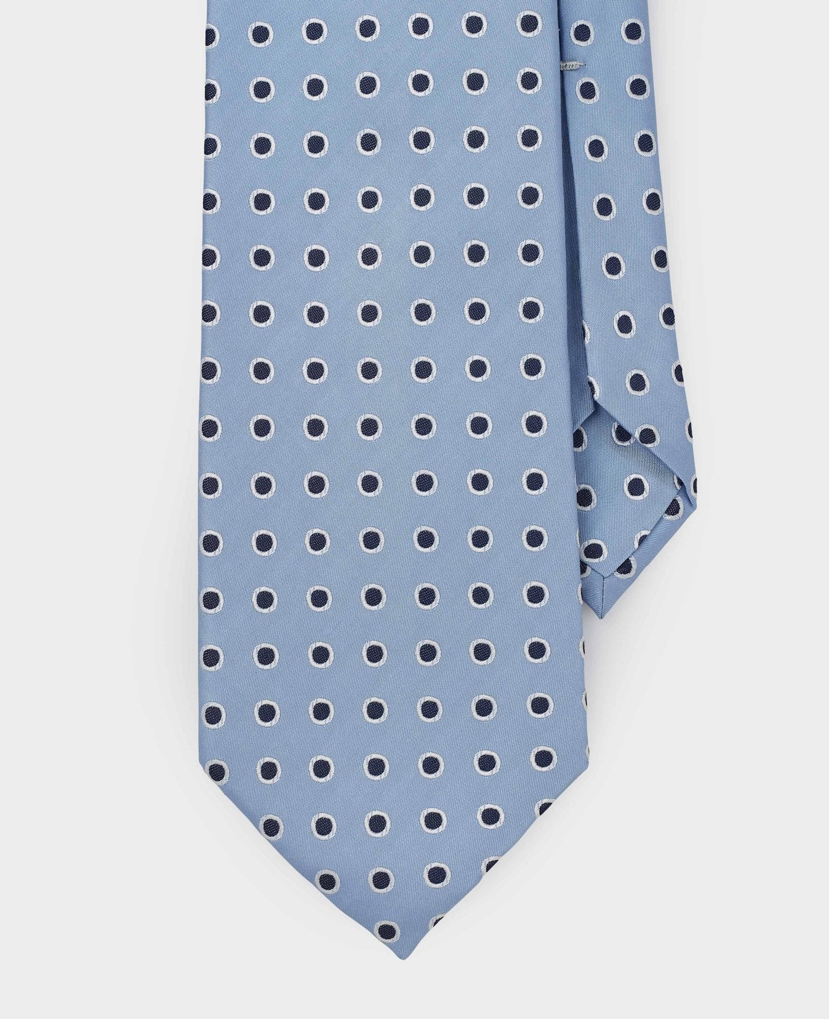 Light Blue Polka Dot Seven Fold Silk Tie