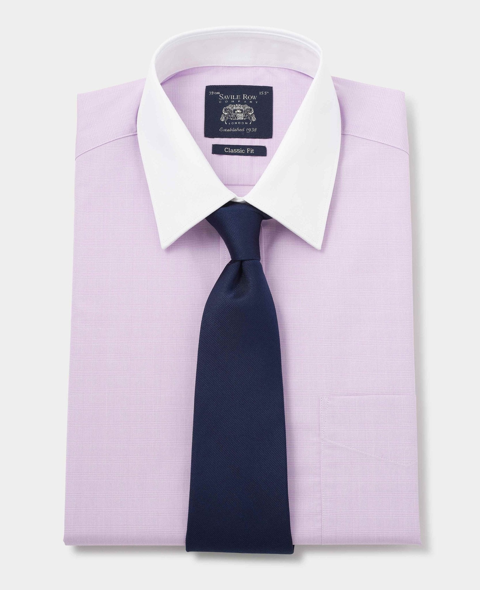 Lilac Cotton Fine Check Classic Fit Winchester Formal Shirt - Double Cuff - Image 6