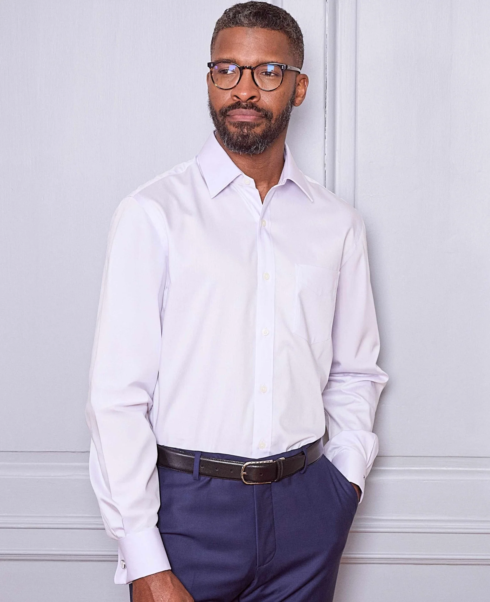 Lilac Cotton Twill Classic Fit Formal Shirt - Double Cuff - Image 2