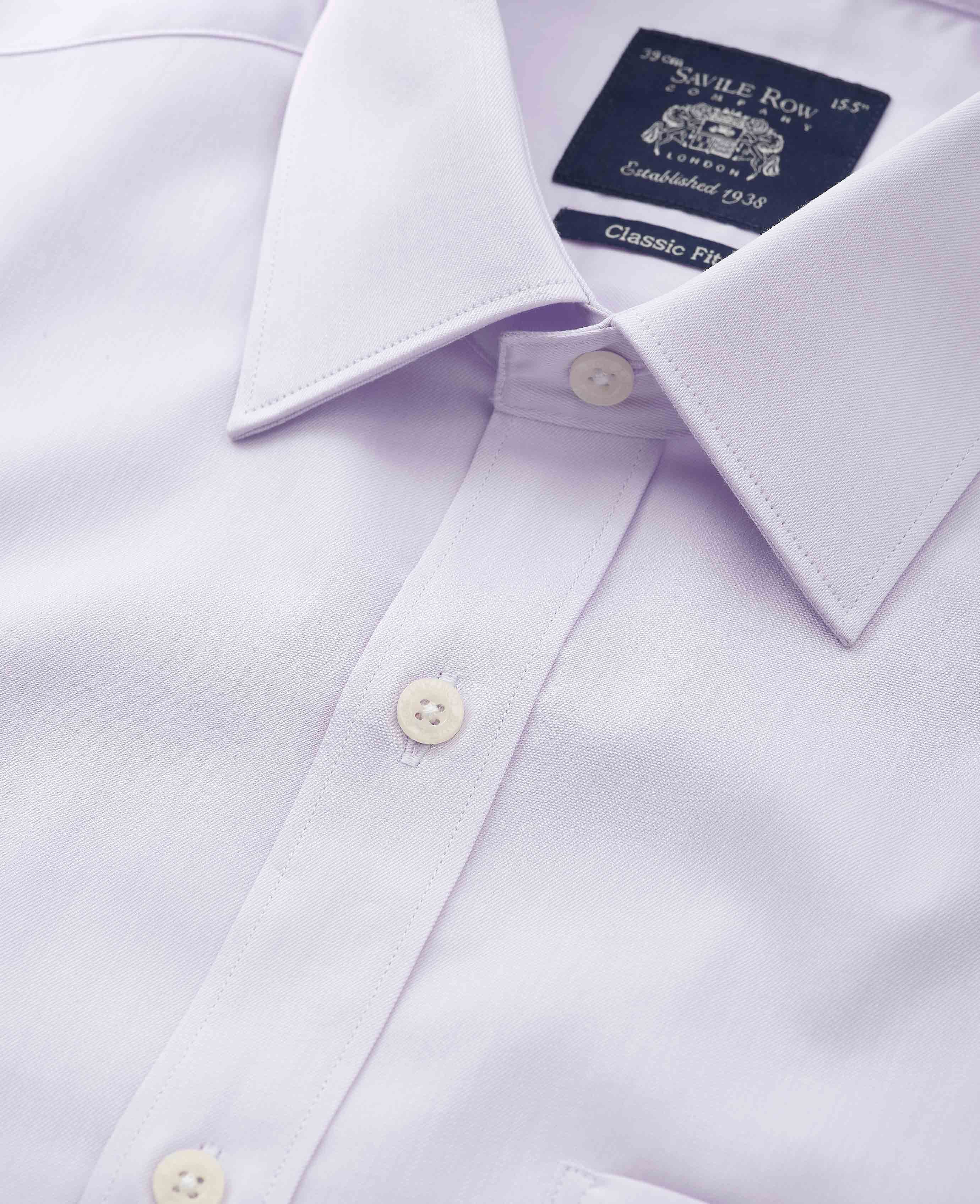 Lilac Cotton Twill Classic Fit Formal Shirt - Double Cuff - Image 3