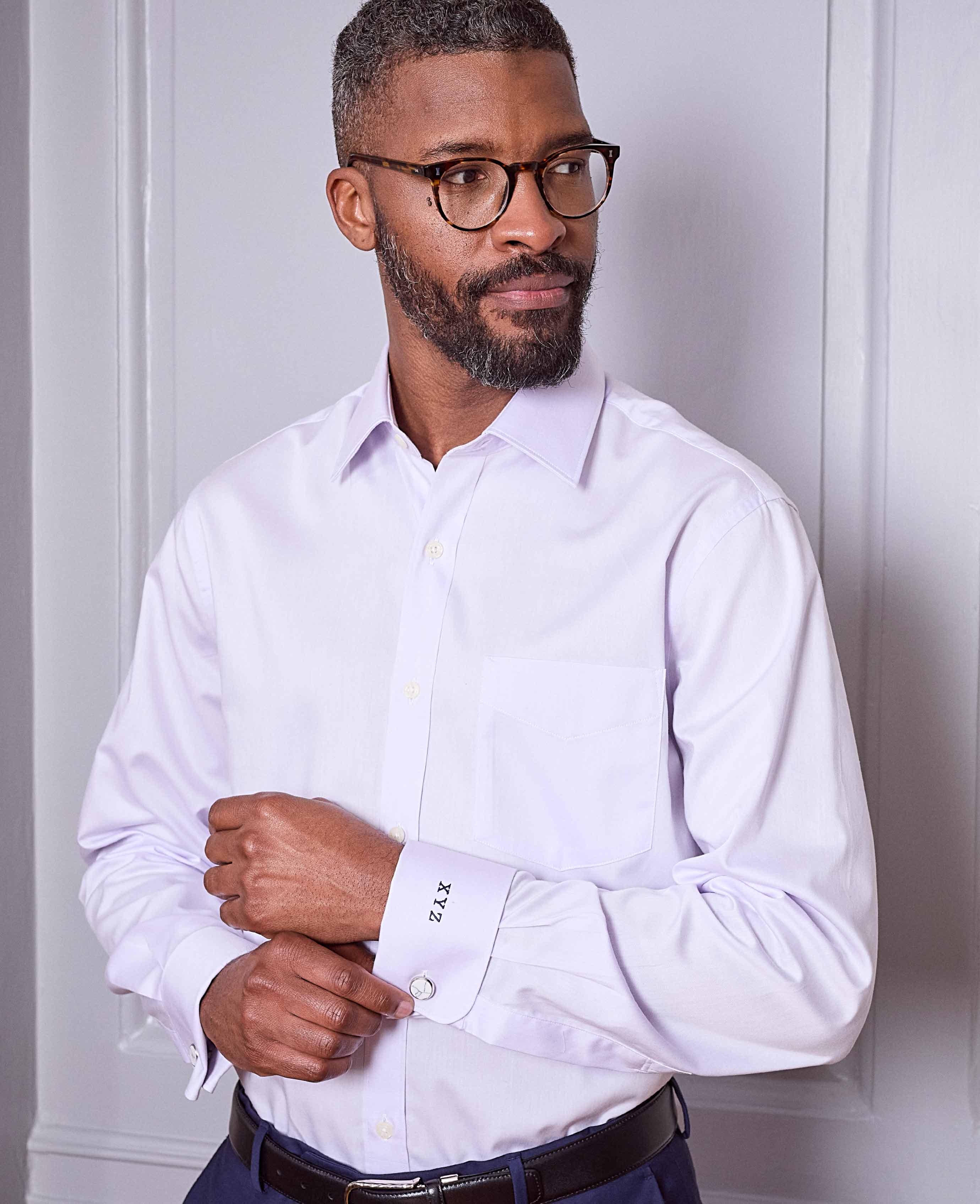 Lilac Cotton Twill Classic Fit Formal Shirt - Double Cuff - Image 7