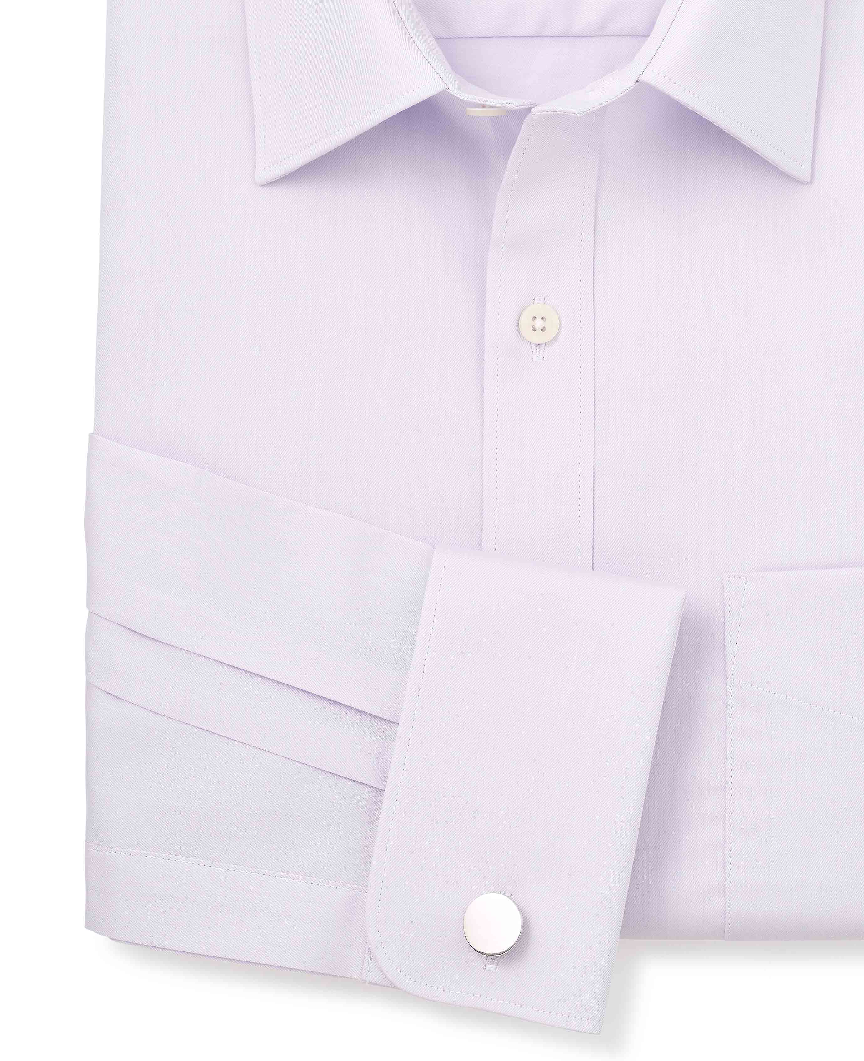 Lilac Cotton Twill Classic Fit Formal Shirt - Double Cuff - Image 8