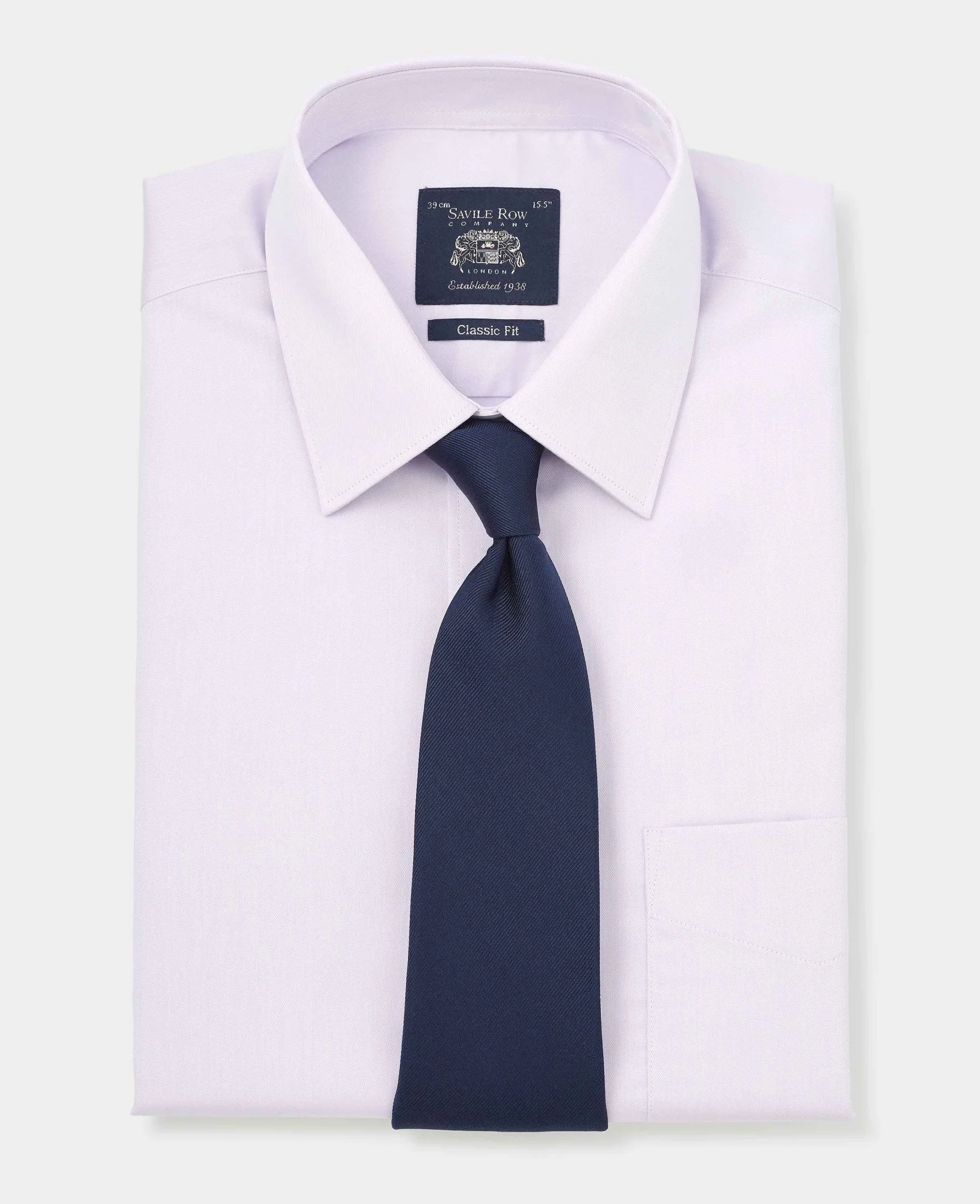Lilac Cotton Twill Classic Fit Formal Shirt - Double Cuff - Image 9