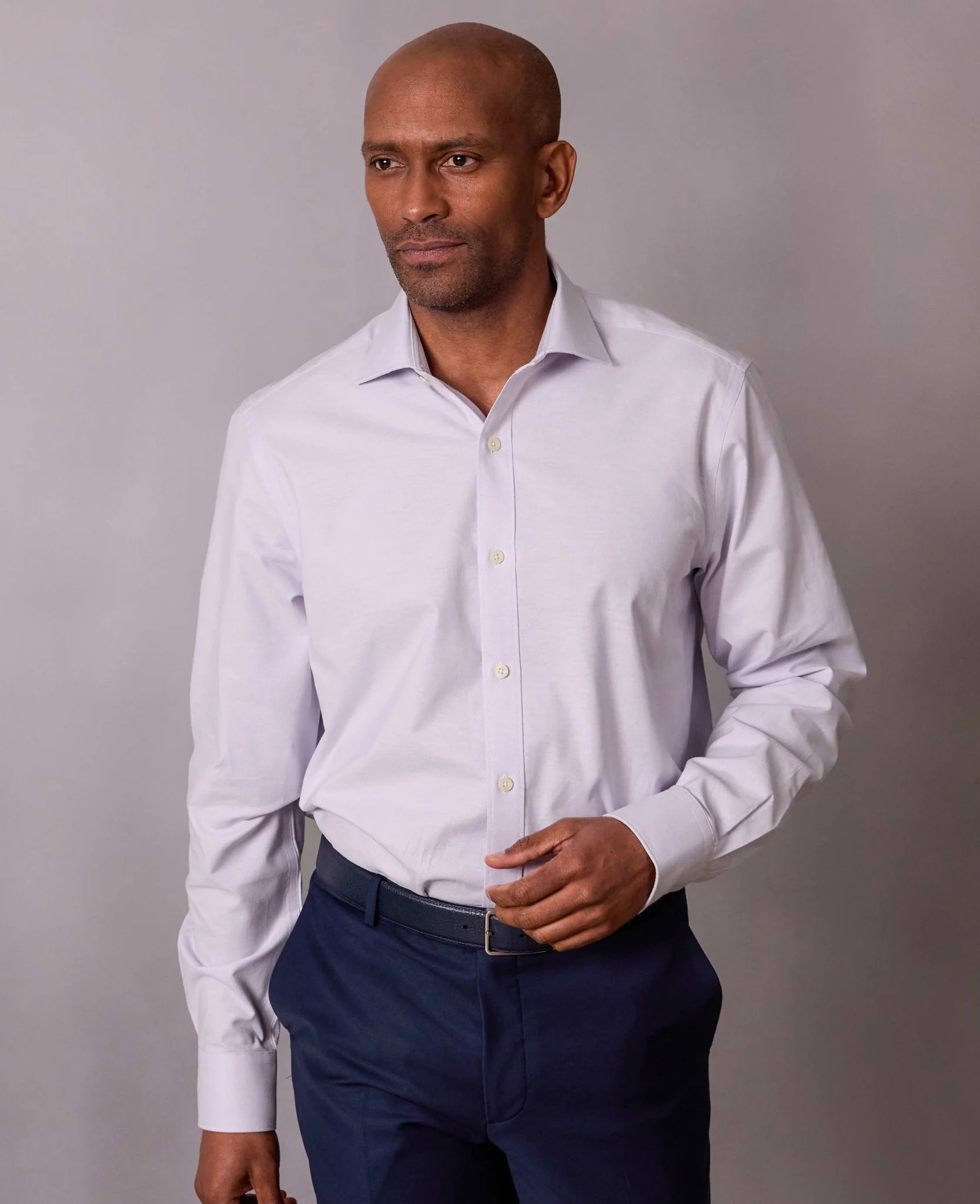 Lilac Pinpoint Cotton Classic Fit Formal Shirt - Single Cuff - Image 4