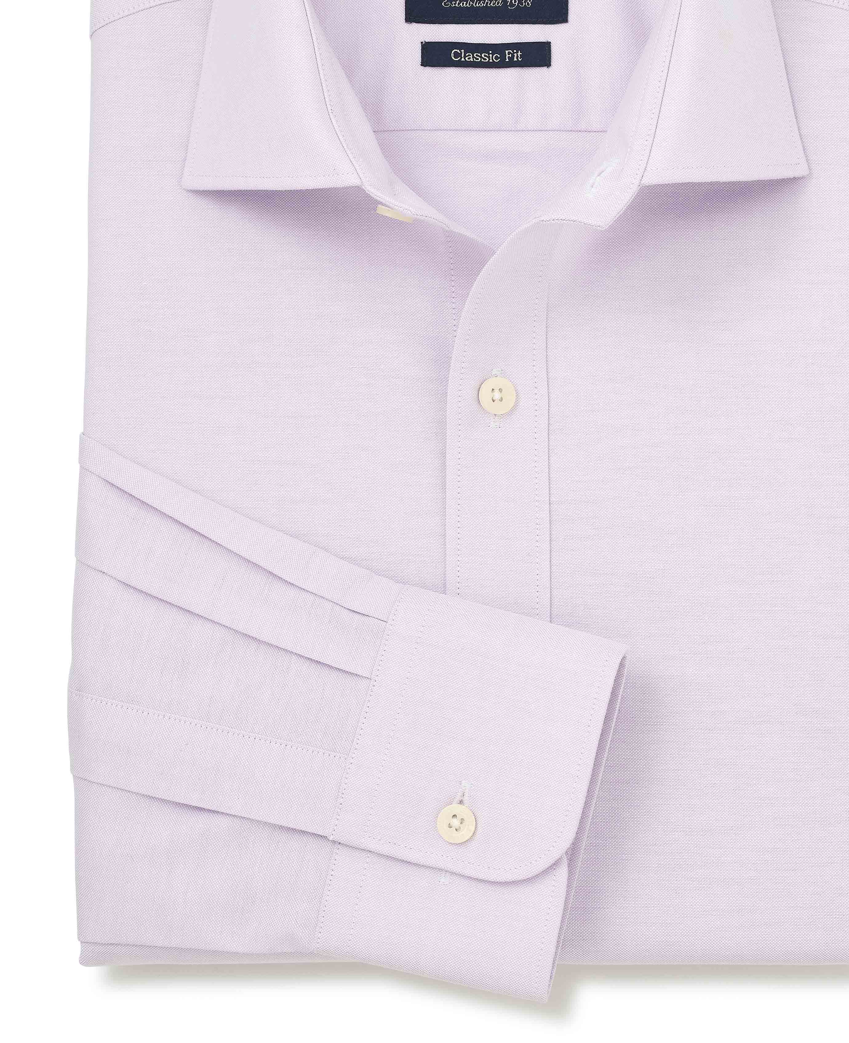 Lilac Pinpoint Cotton Classic Fit Formal Shirt - Single Cuff - Image 6