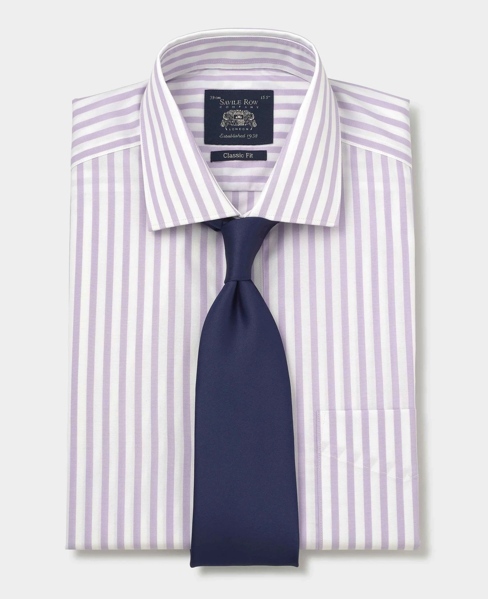 Lilac White Stripe Cotton Poplin Classic Fit Formal Shirt - Single Cuff - Image 6