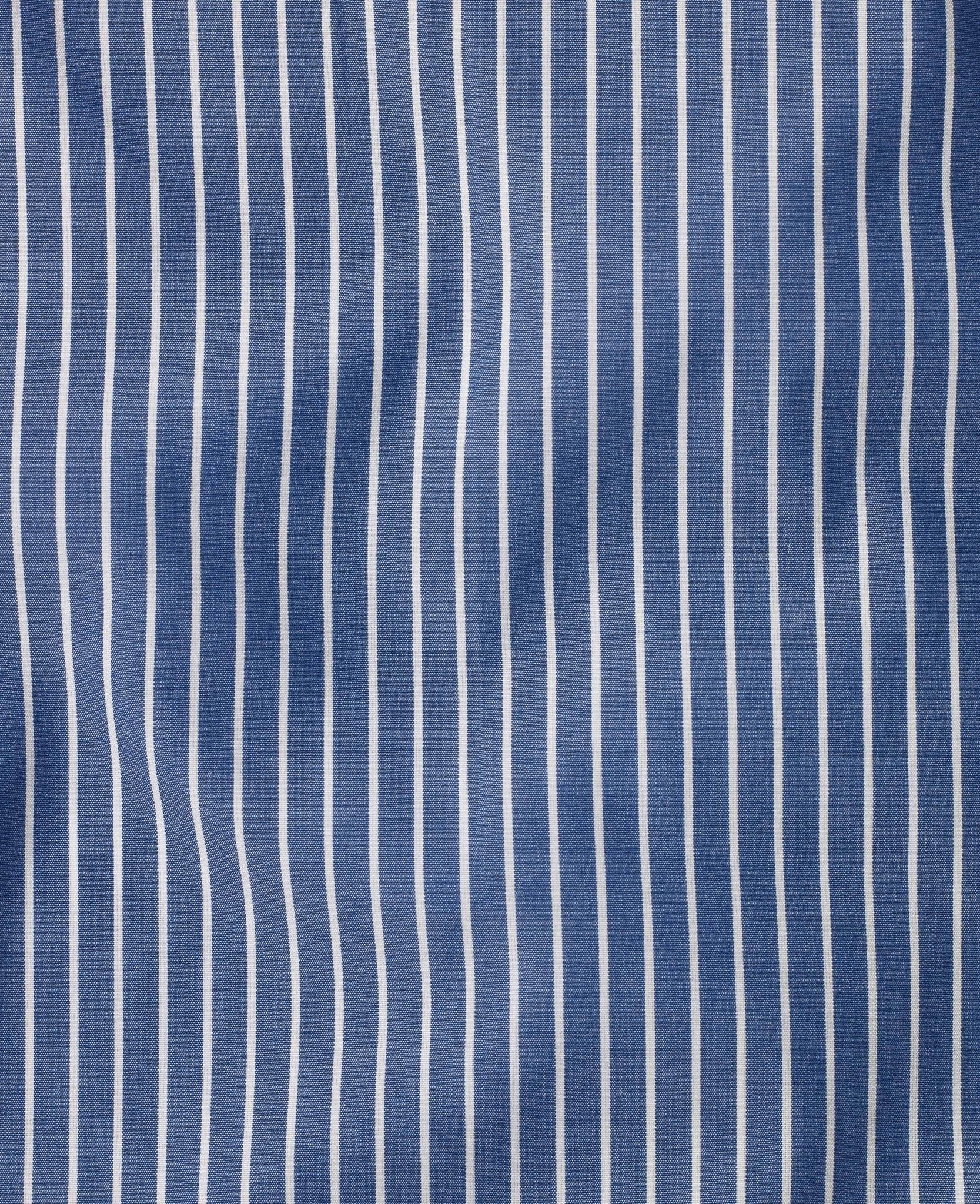 Miles Navy Reverse Stripe Made-To-Measure Shirt - Image 2