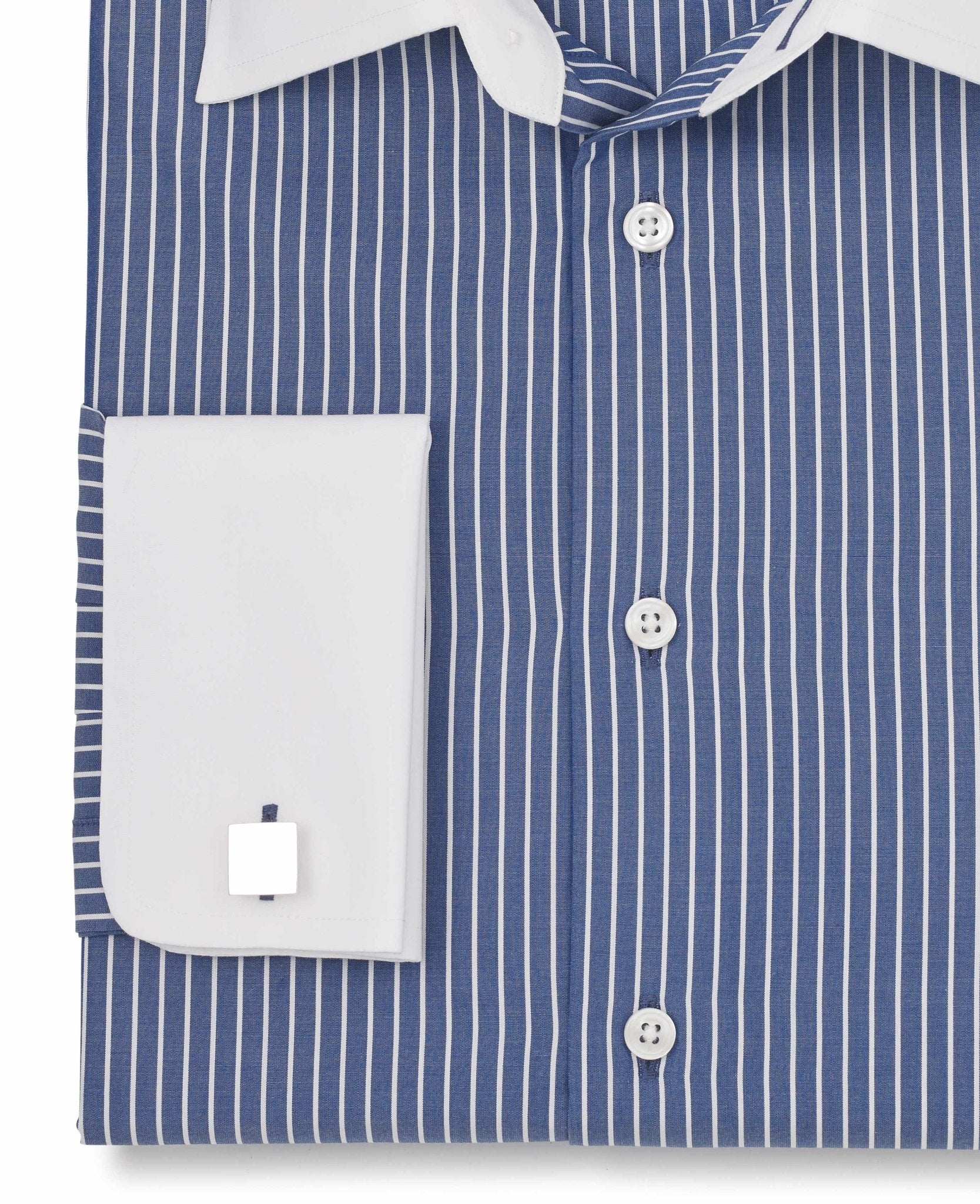 Miles Navy Reverse Stripe Made-To-Measure Shirt - Image 3