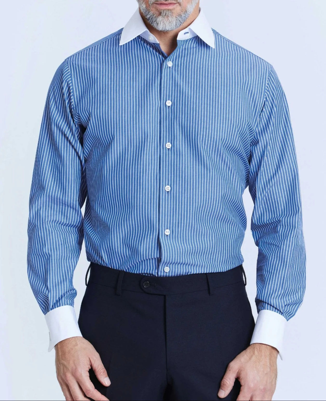 Miles Navy Reverse Stripe Made-To-Measure Shirt - Image 4