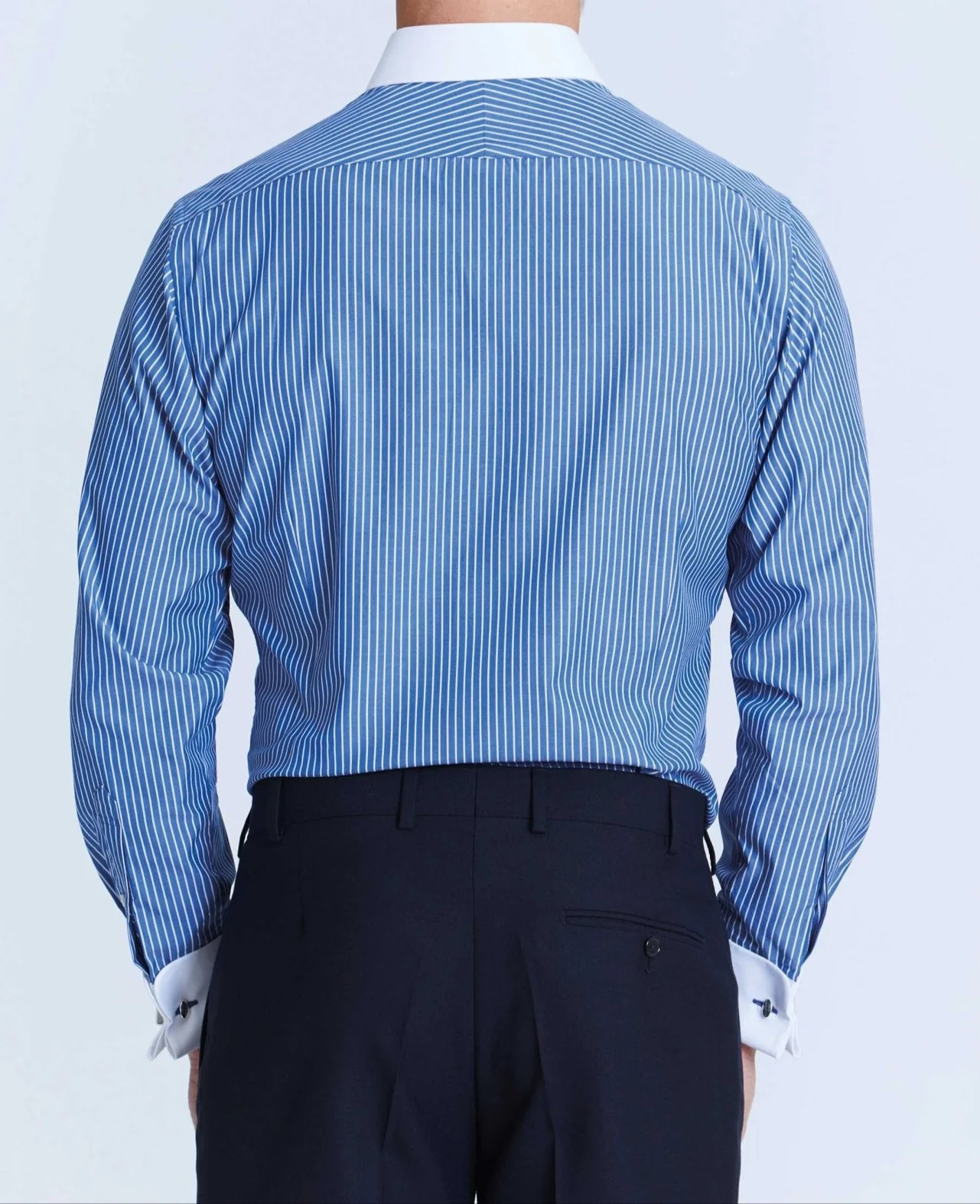 Miles Navy Reverse Stripe Made-To-Measure Shirt - Image 5