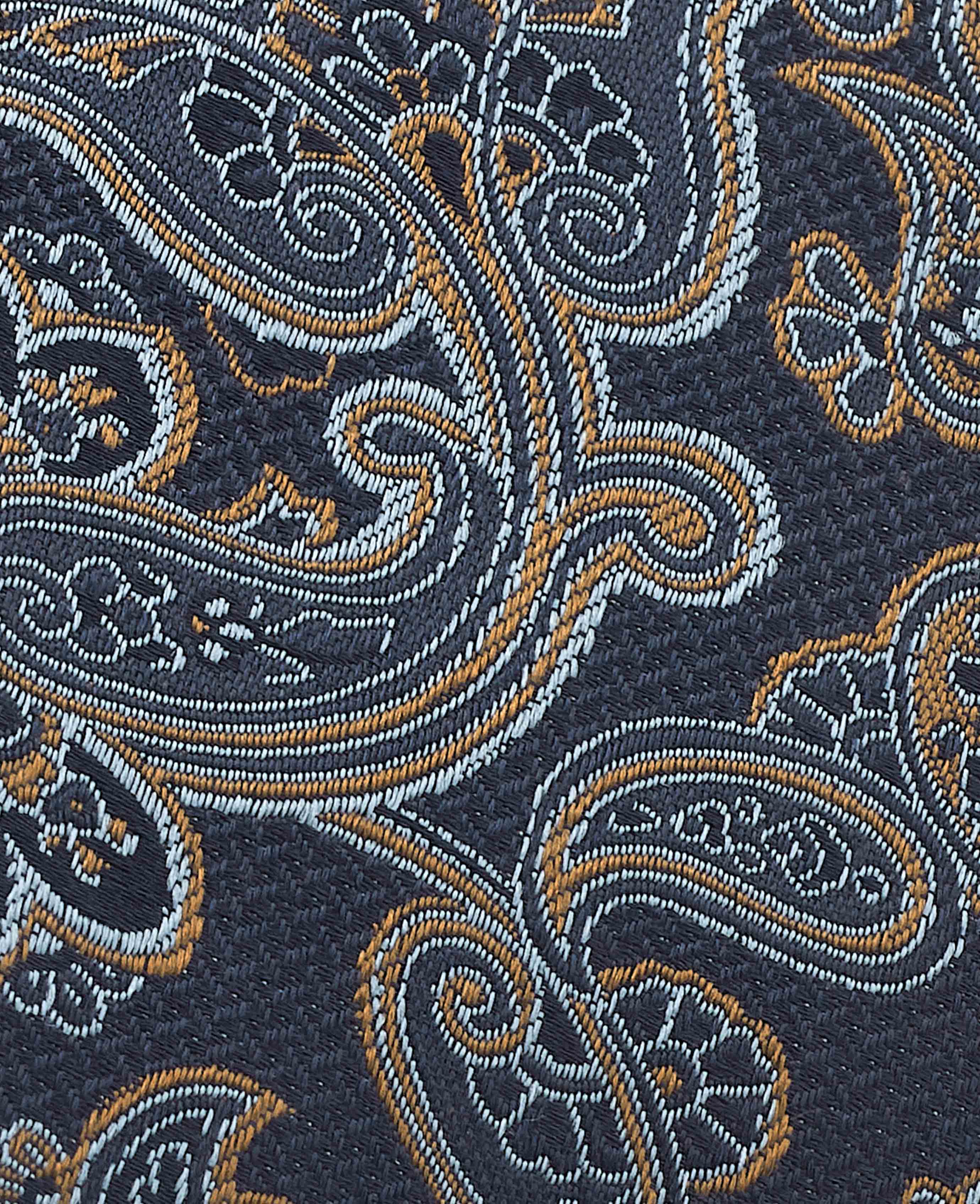 Navy Brown Paisley Silk Tie - Image 2