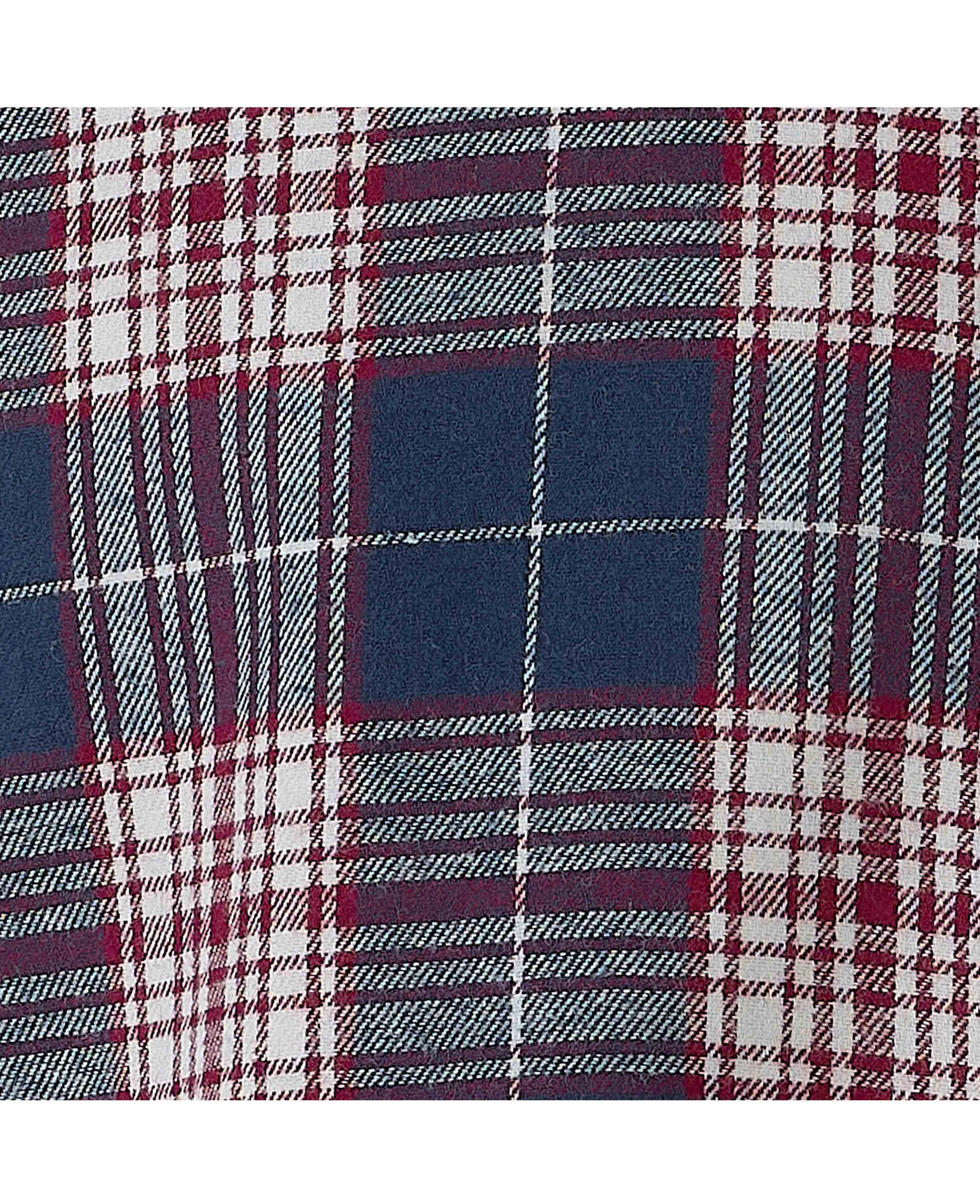 Navy Burgundy Brushed Cotton Check Classic Fit Casual Shirt [RTC] - Image 6