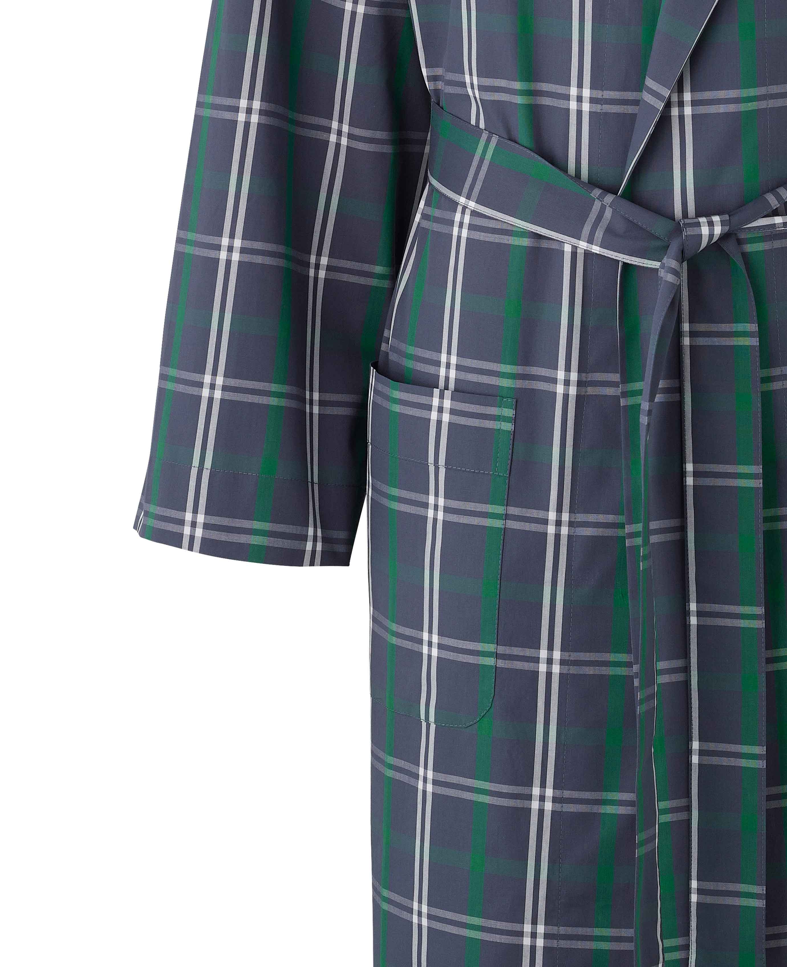 Navy Check Cotton Dressing Gown - Image 4