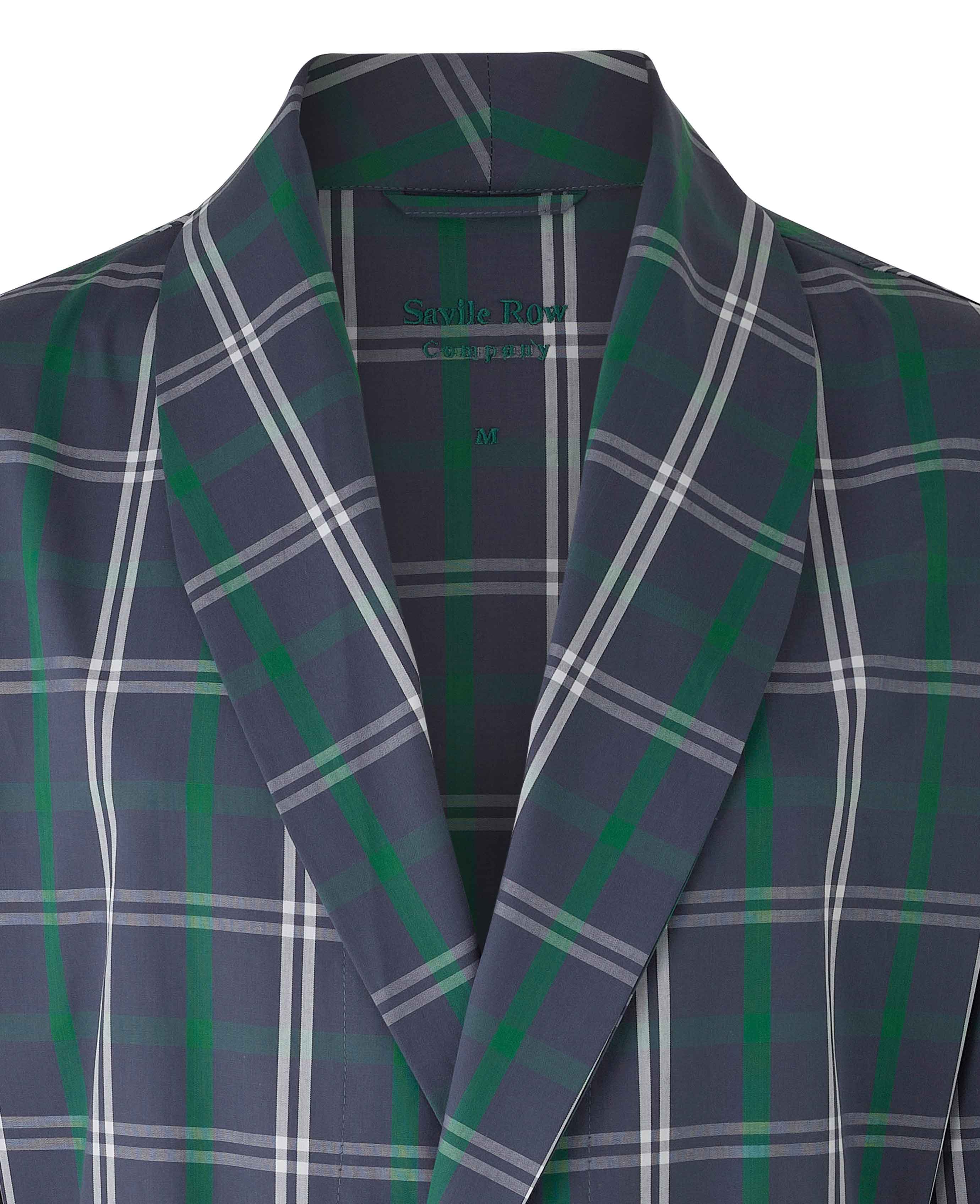 Navy Check Cotton Dressing Gown - Image 5